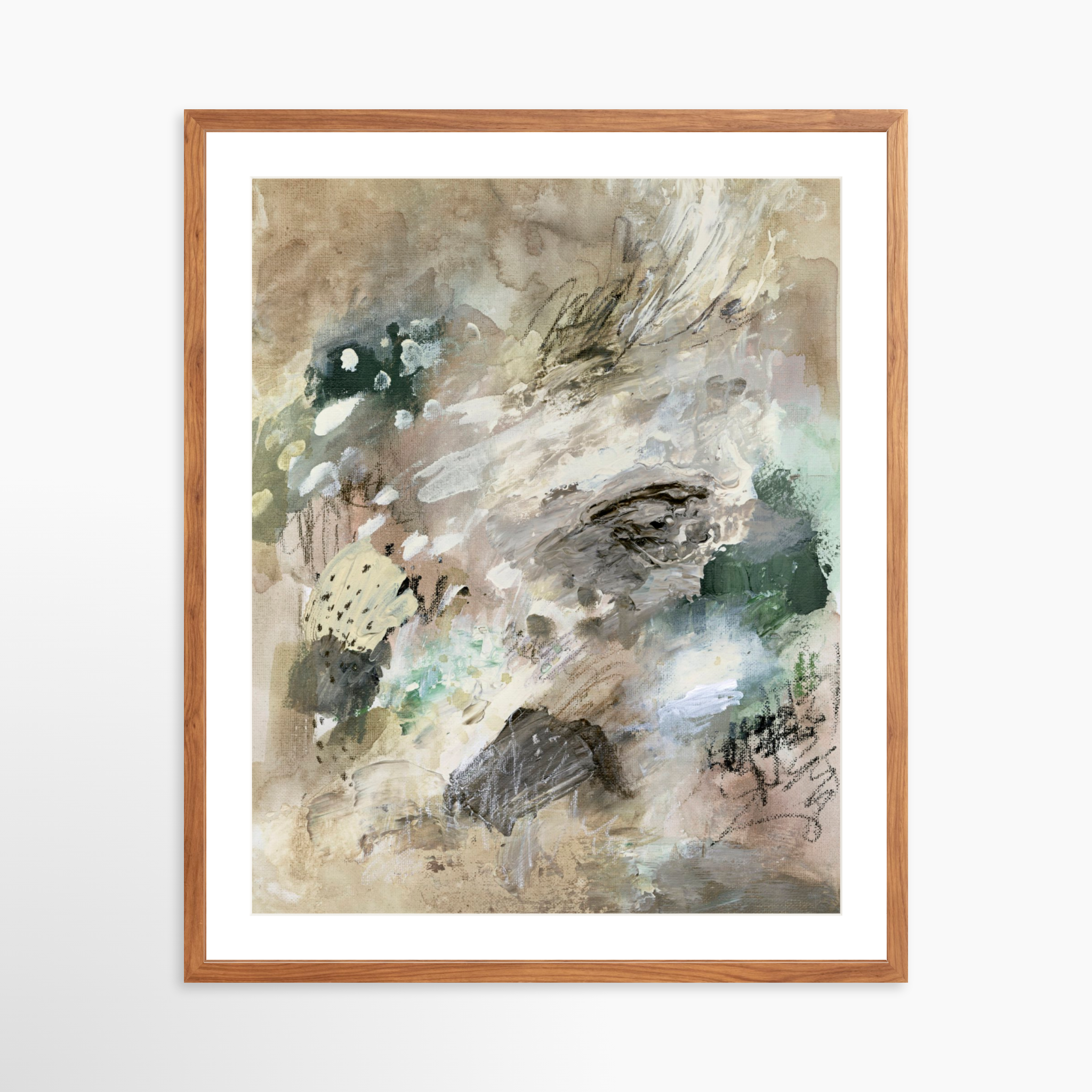 24x30 / Light Walnut Frame + White Mat