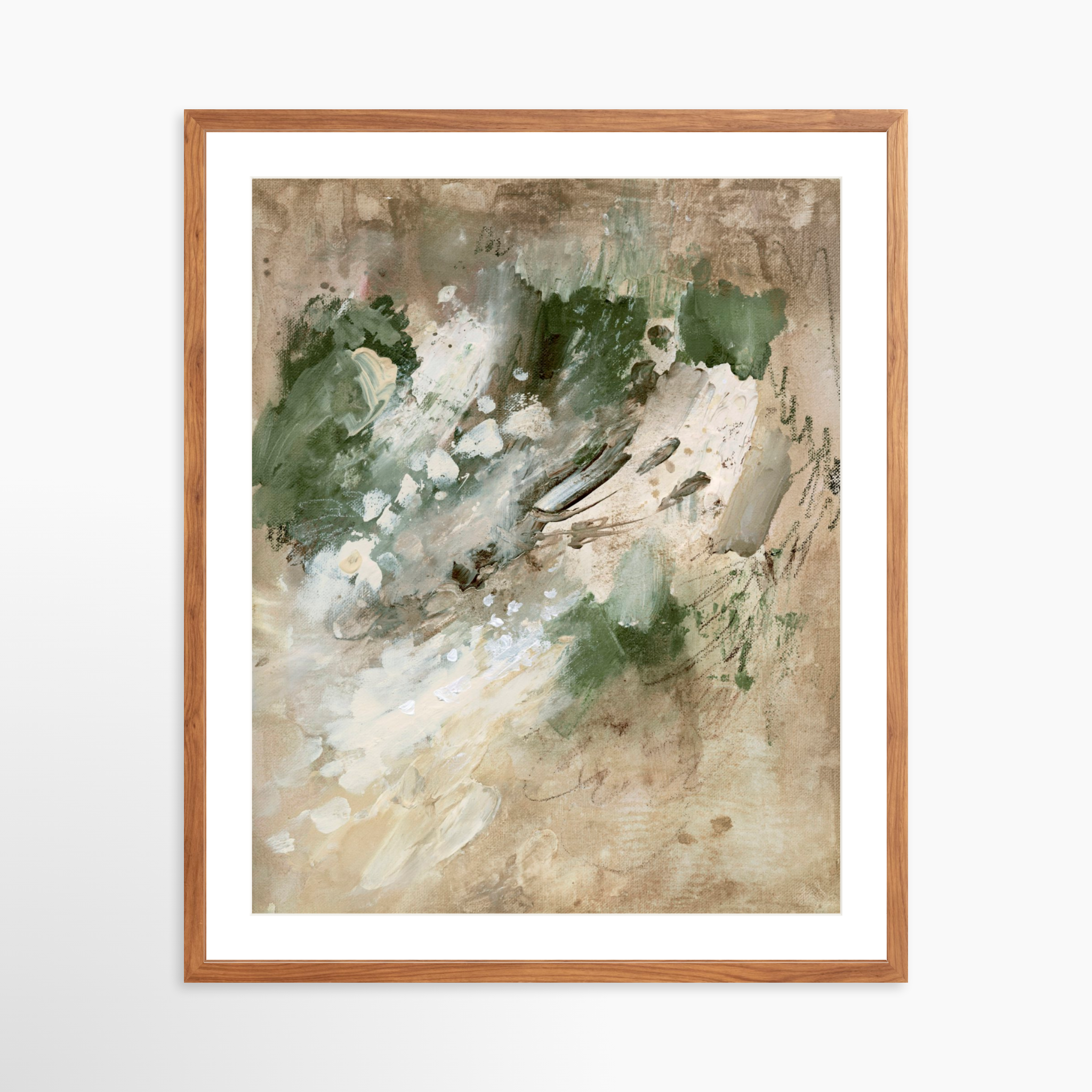 24x30 / Light Walnut Frame + White Mat