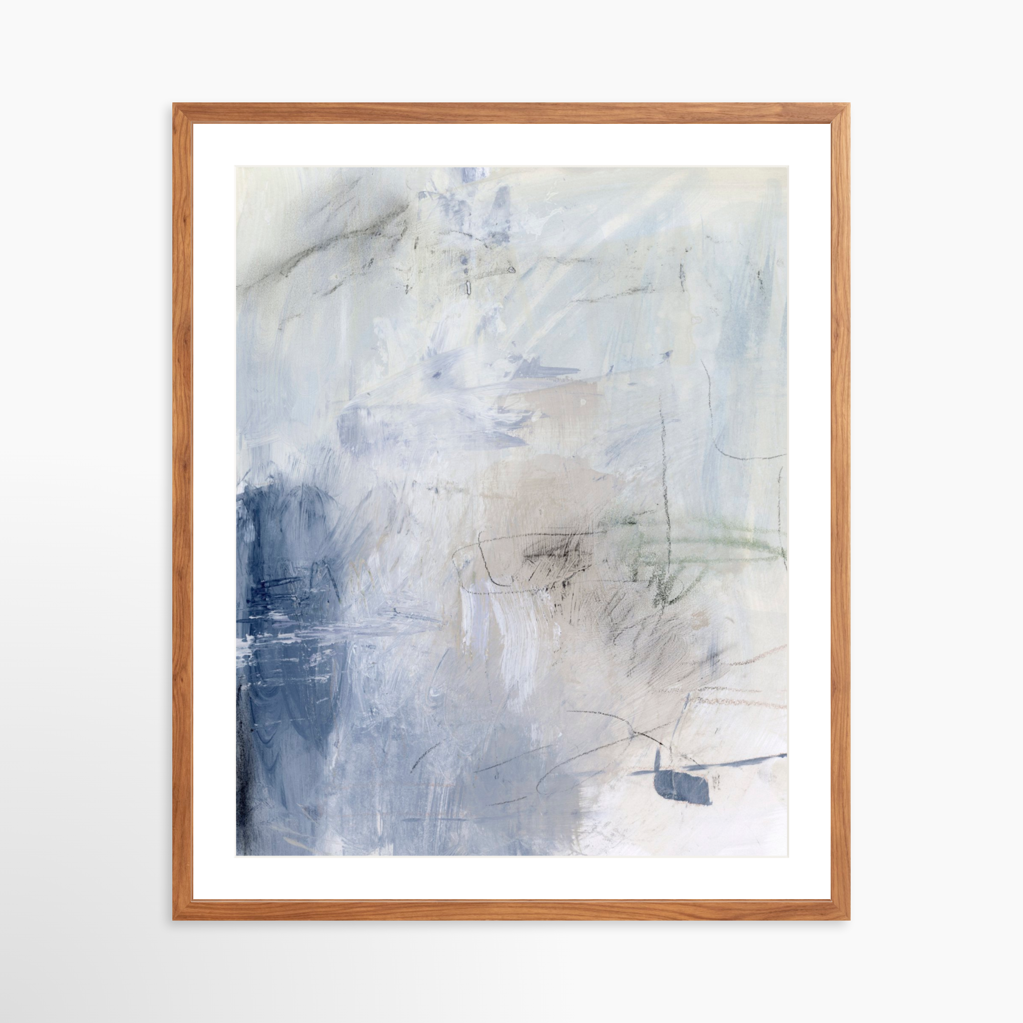 24x30 / Light Walnut Frame + White Mat