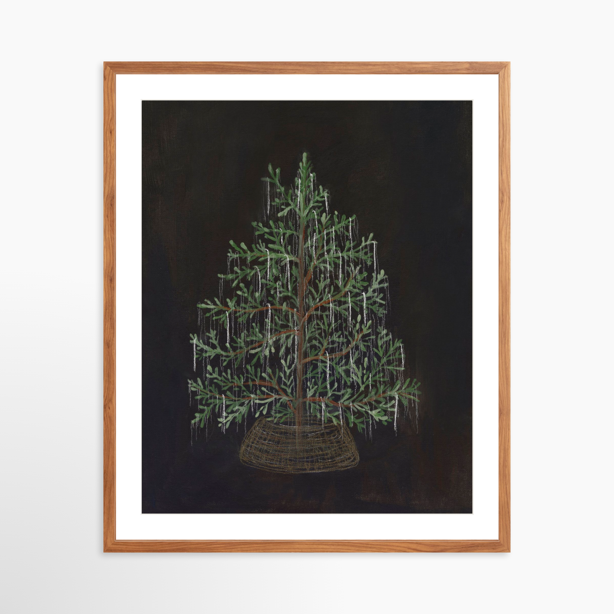 24x30 / Light Walnut Frame + White Mat