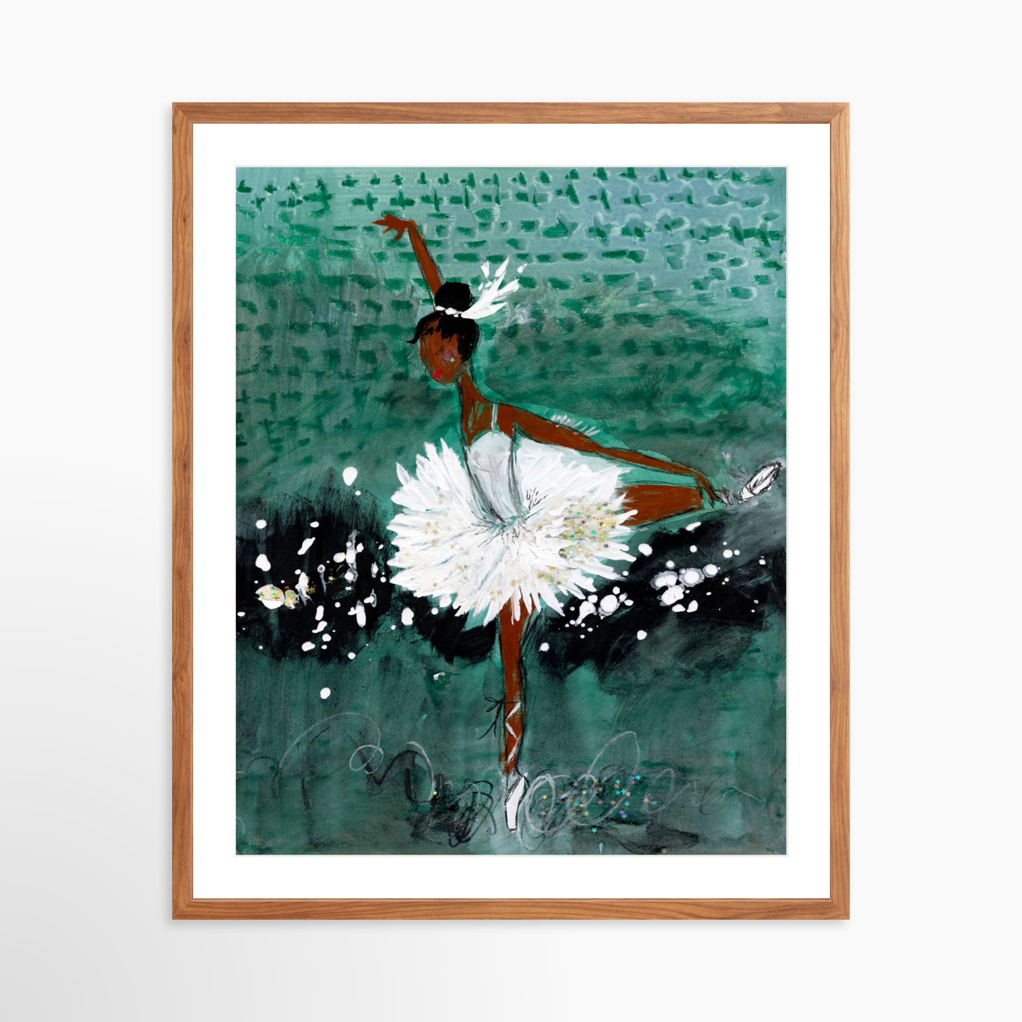 24x30 / Light Walnut Frame + White Mat