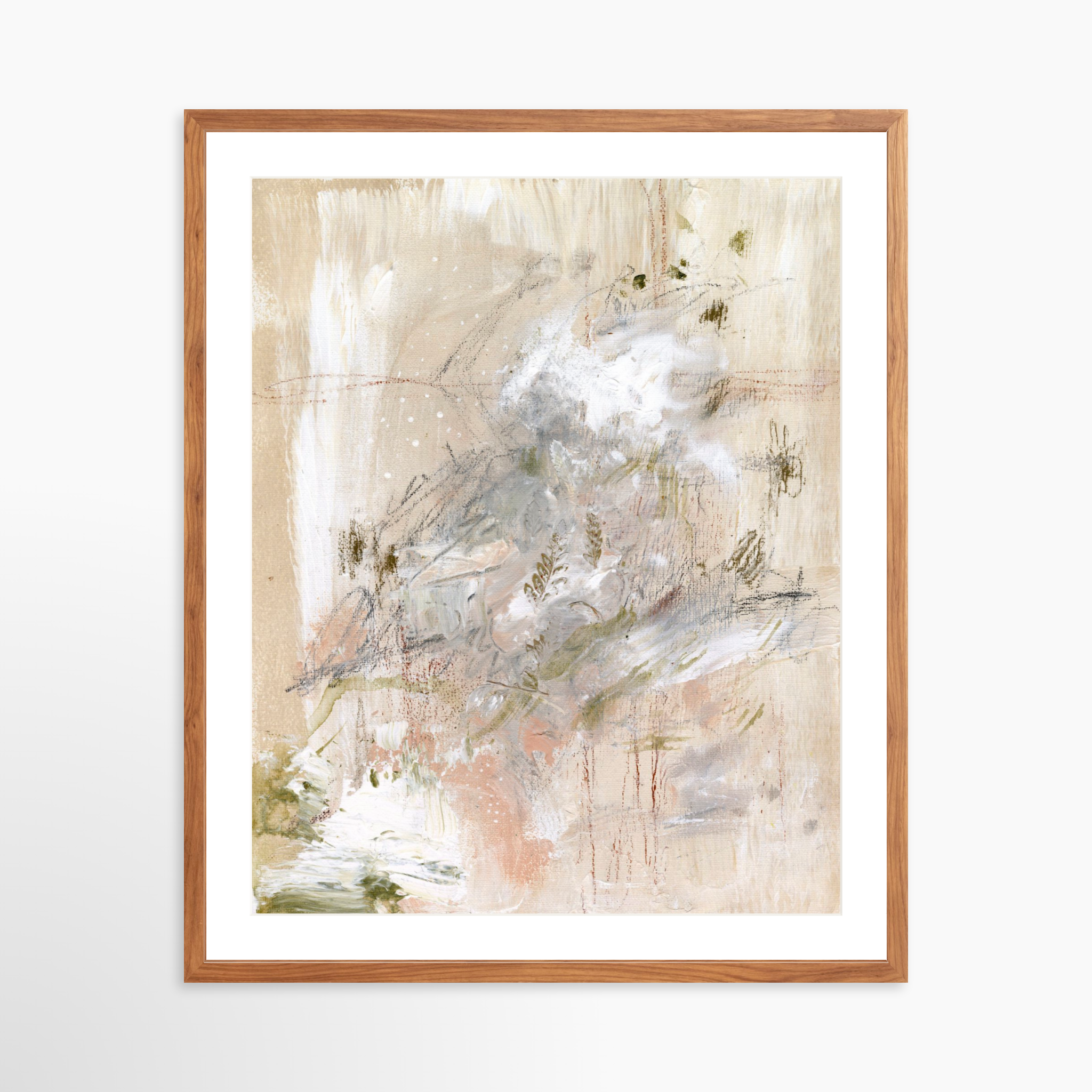 24x30 / Light Walnut Frame + White Mat