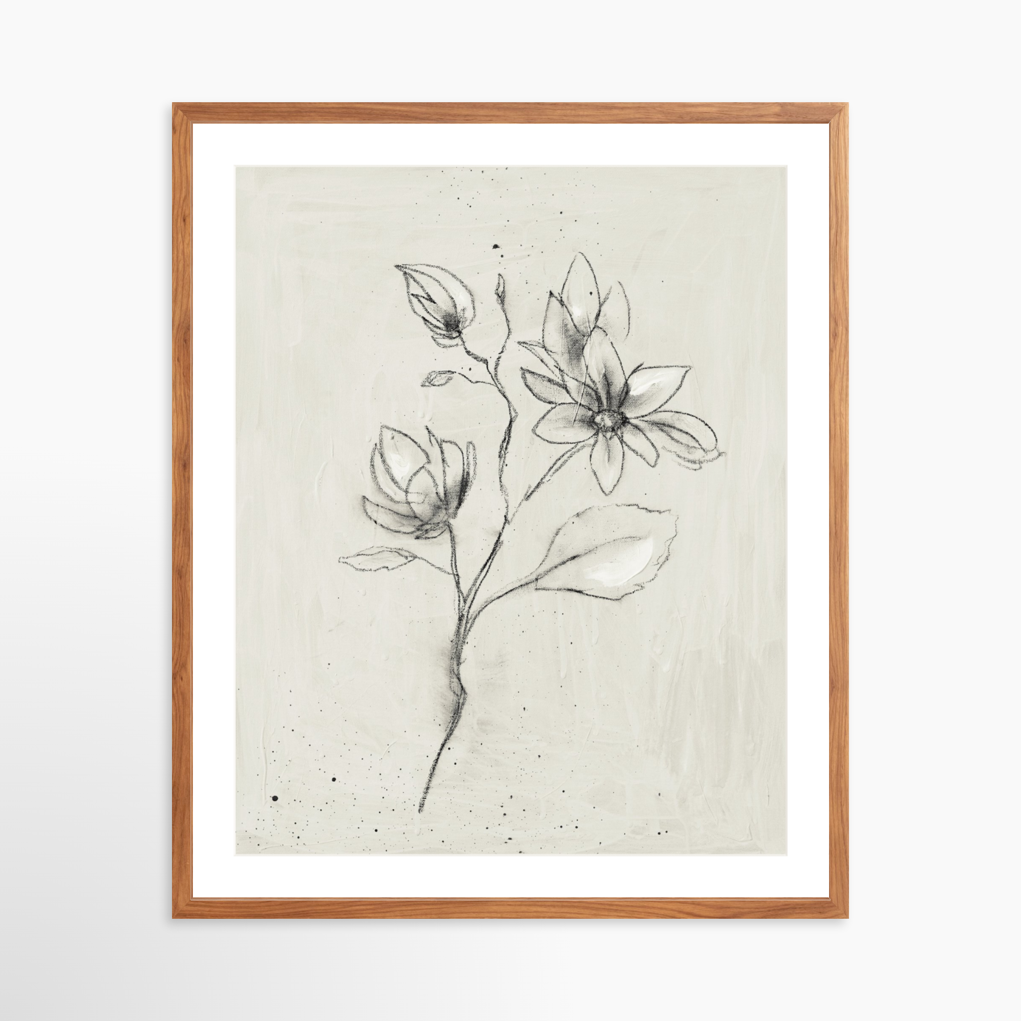 24x30 / Light Walnut Frame + White Mat