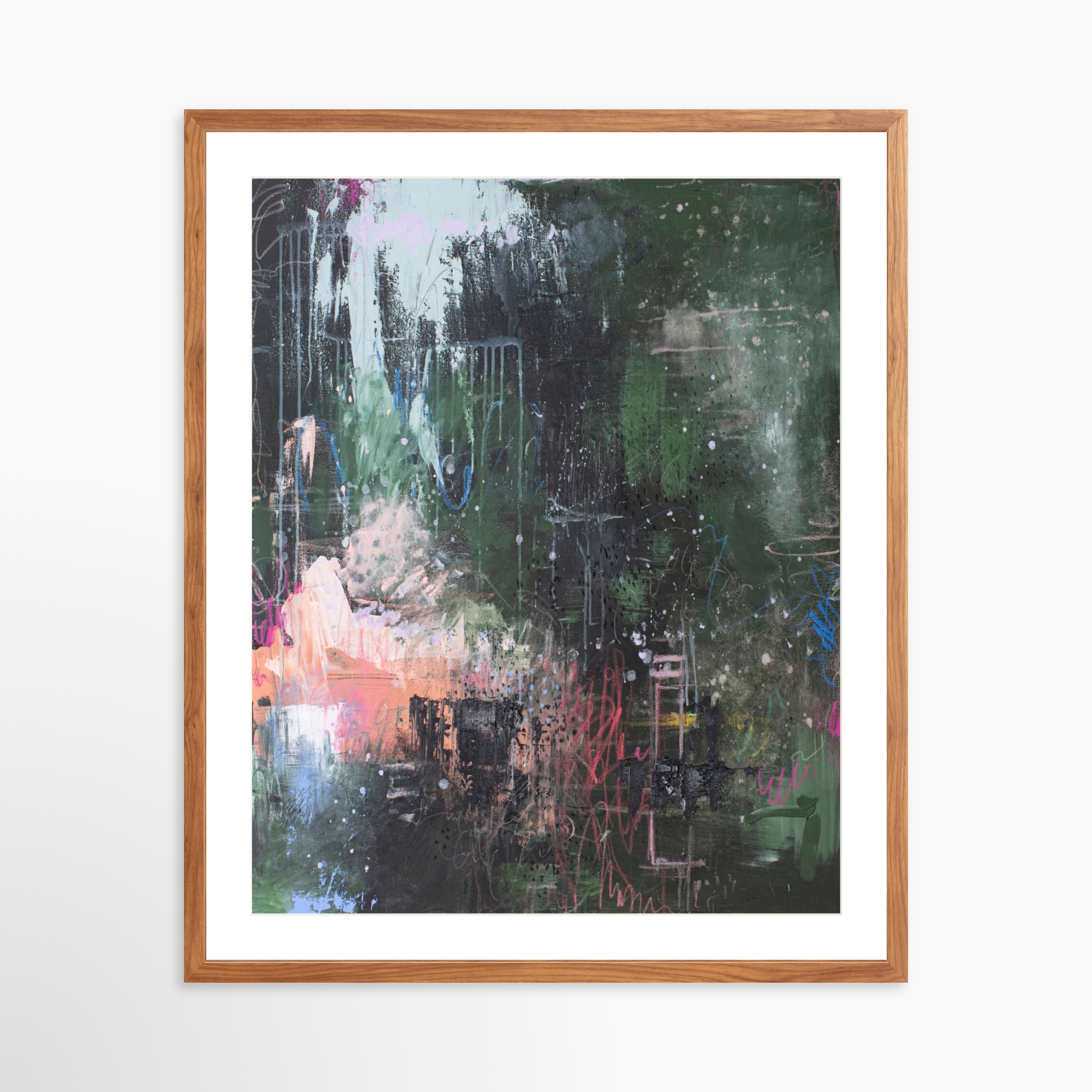 24x30 / Light Walnut Frame + White Mat