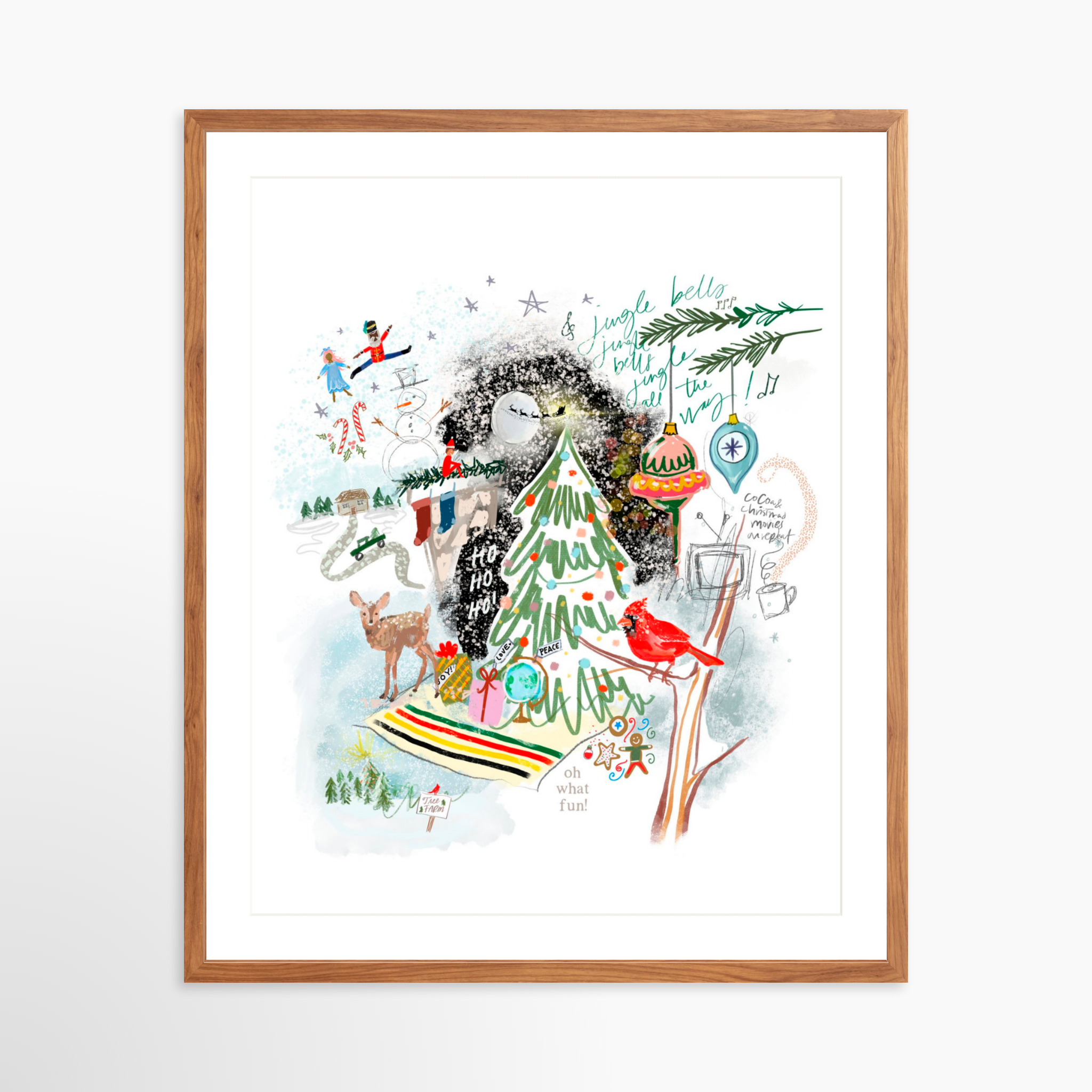 24x30 / Light Walnut Frame + White Mat