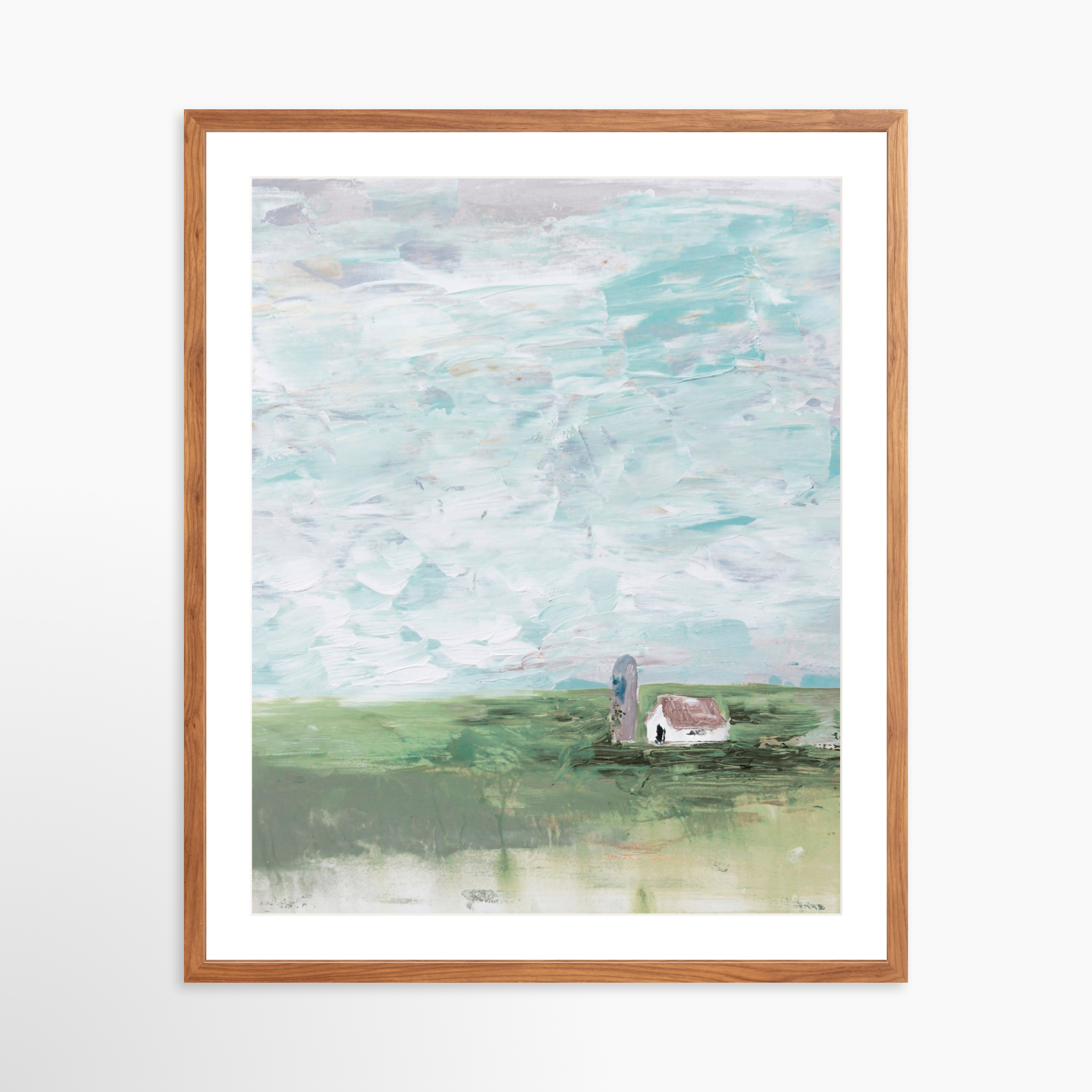 24x30 / Light Walnut Frame + White Mat