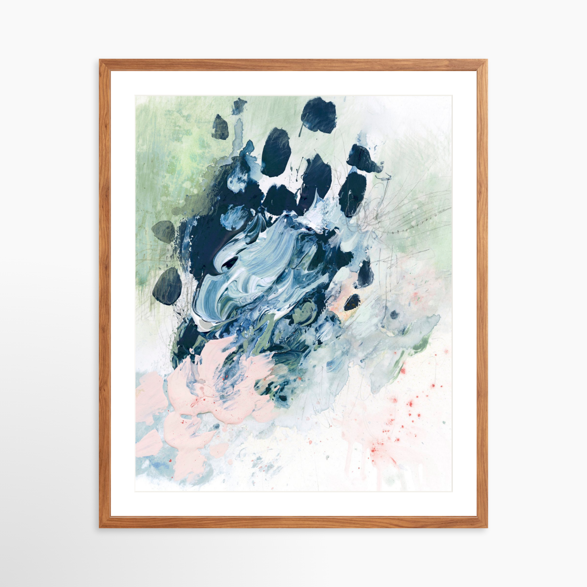 24x30 / Light Walnut Frame + White Mat