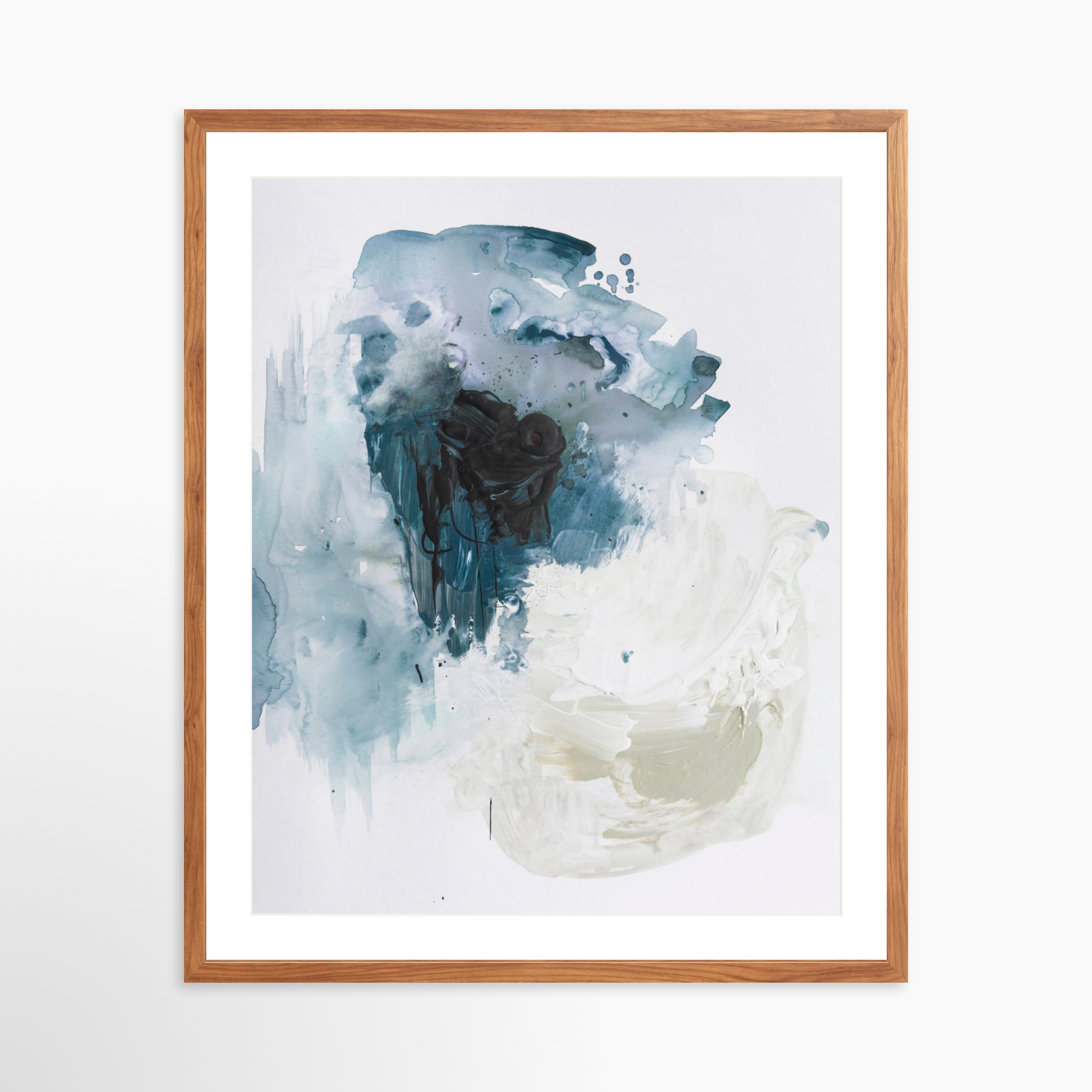 24x30 / Light Walnut Frame + White Mat