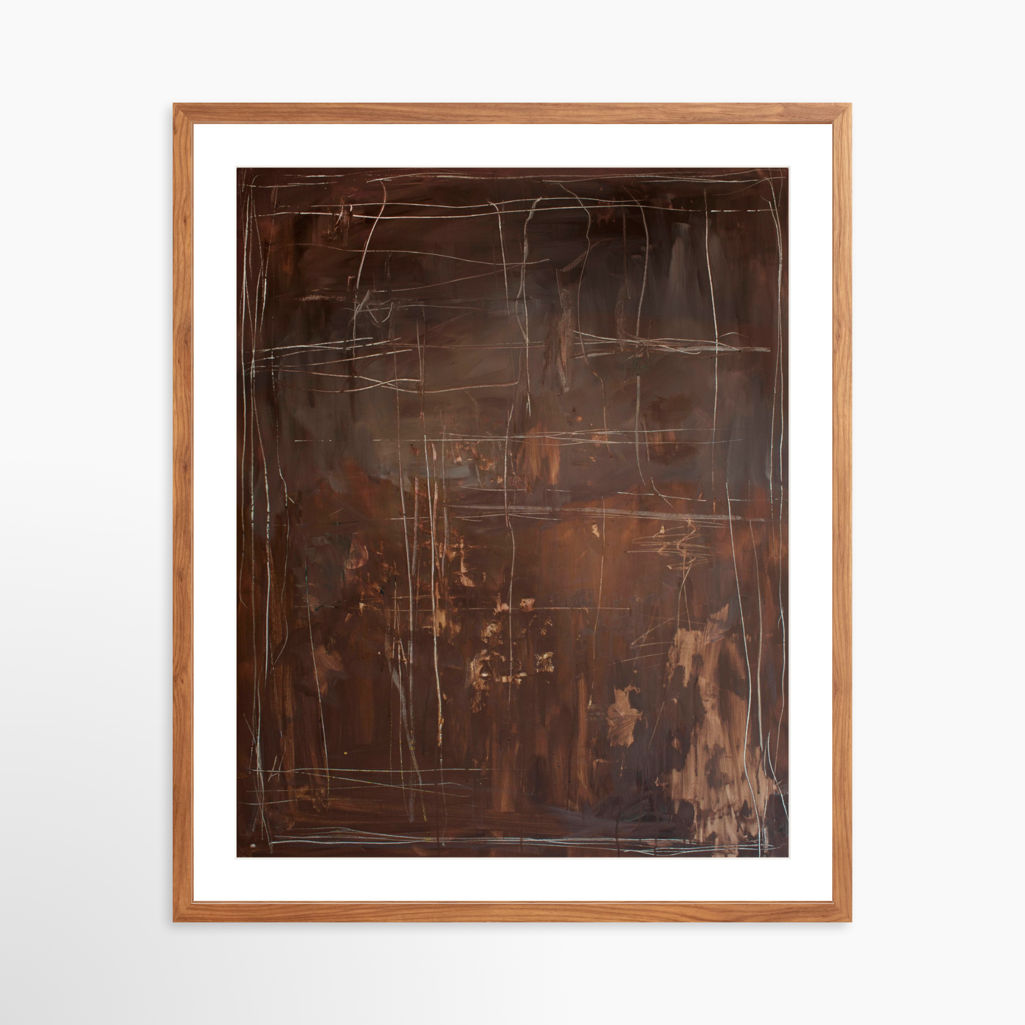 24x30 / Light Walnut Frame + White Mat