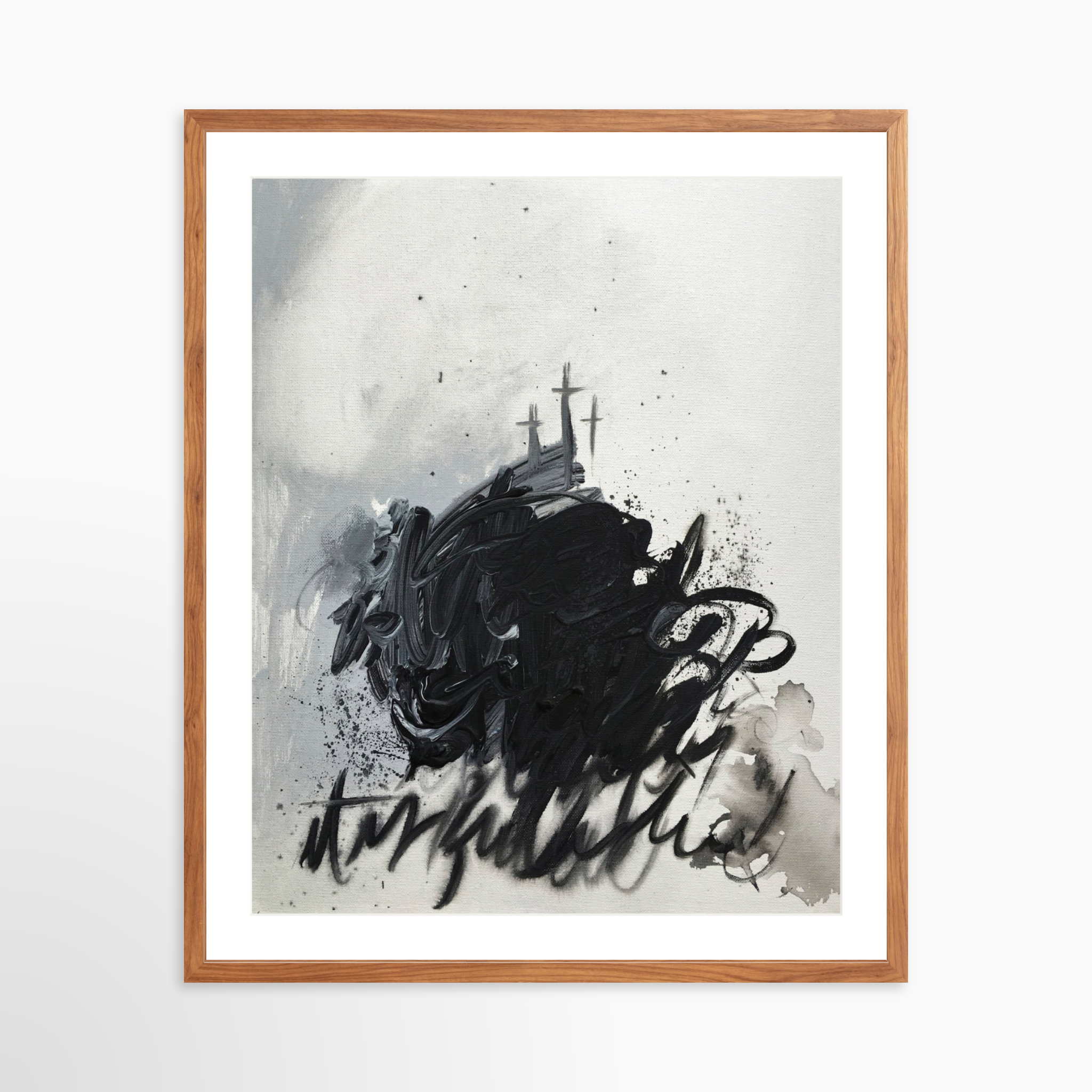 24x30 / Light Walnut Frame + White Mat