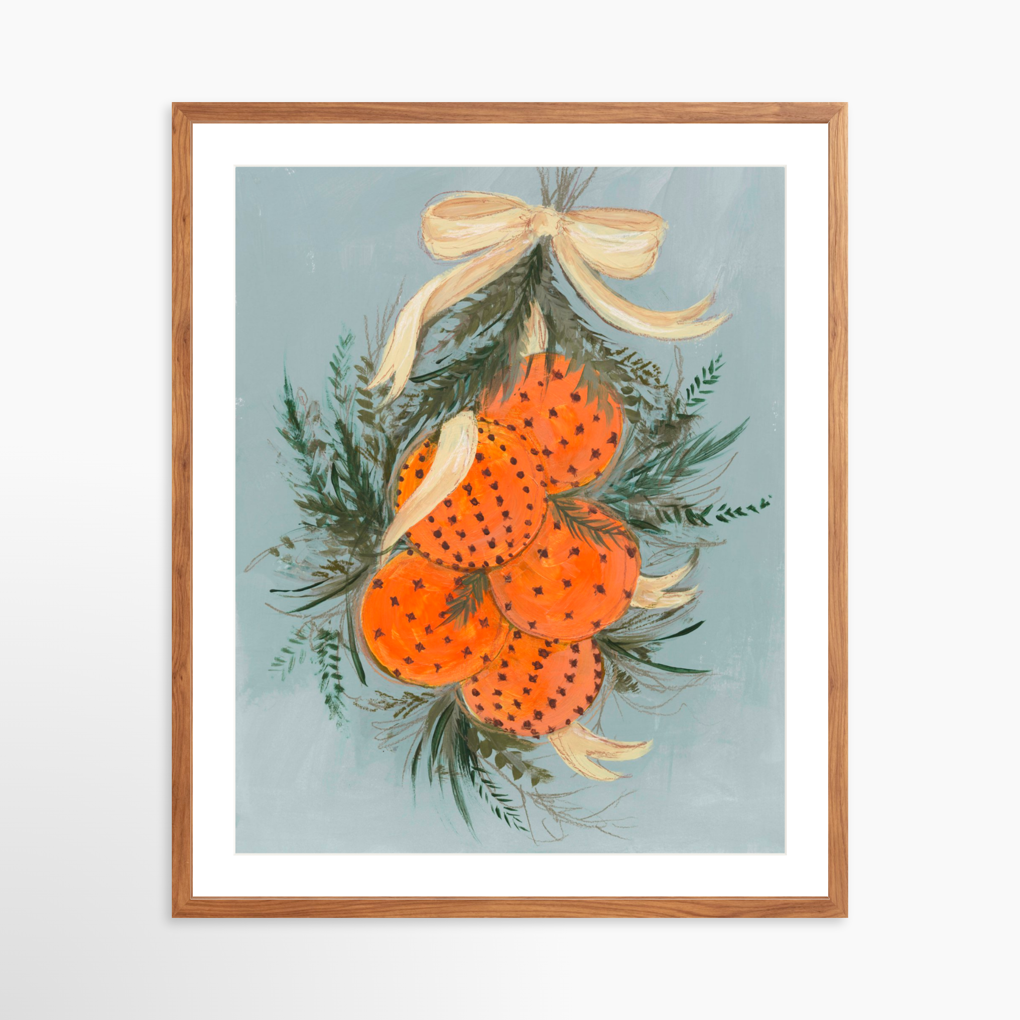 24x30 / Light Walnut Frame + White Mat