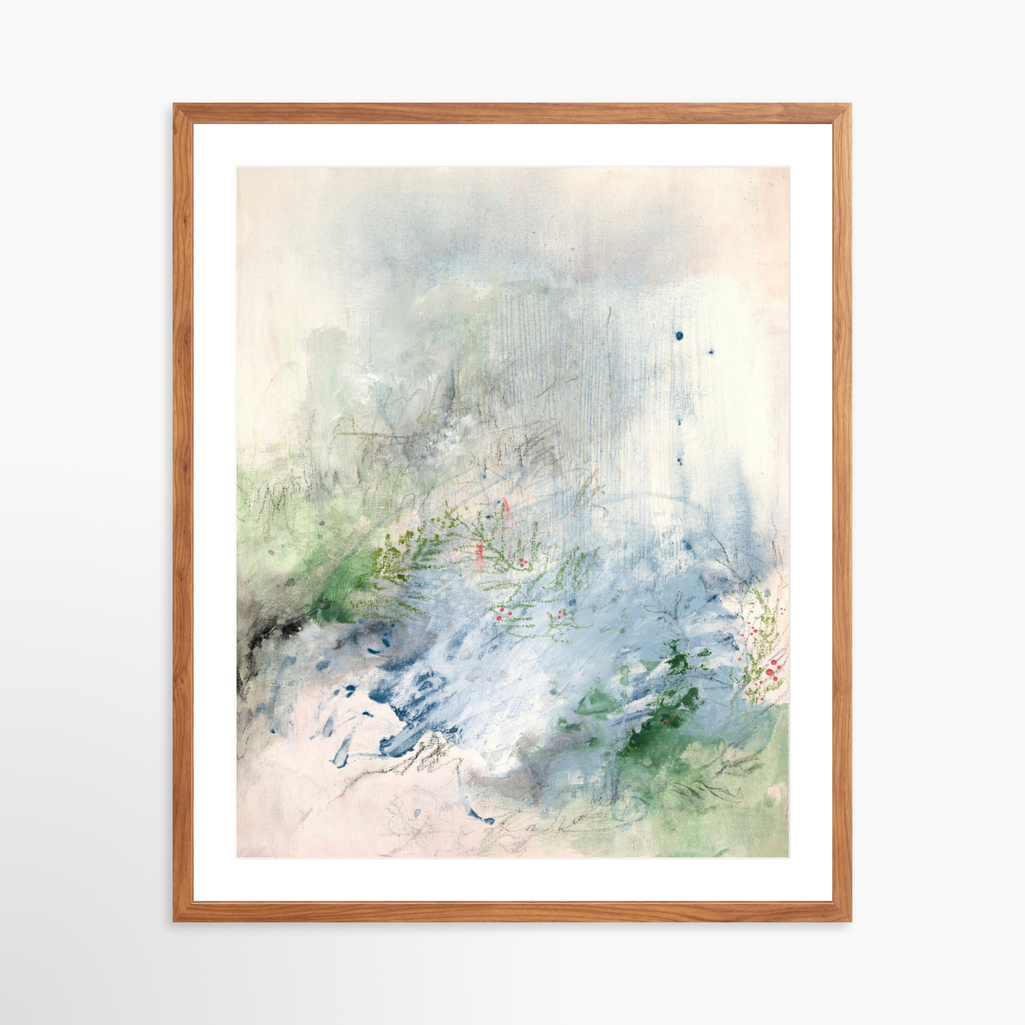 24x30 / Light Walnut Frame + White Mat