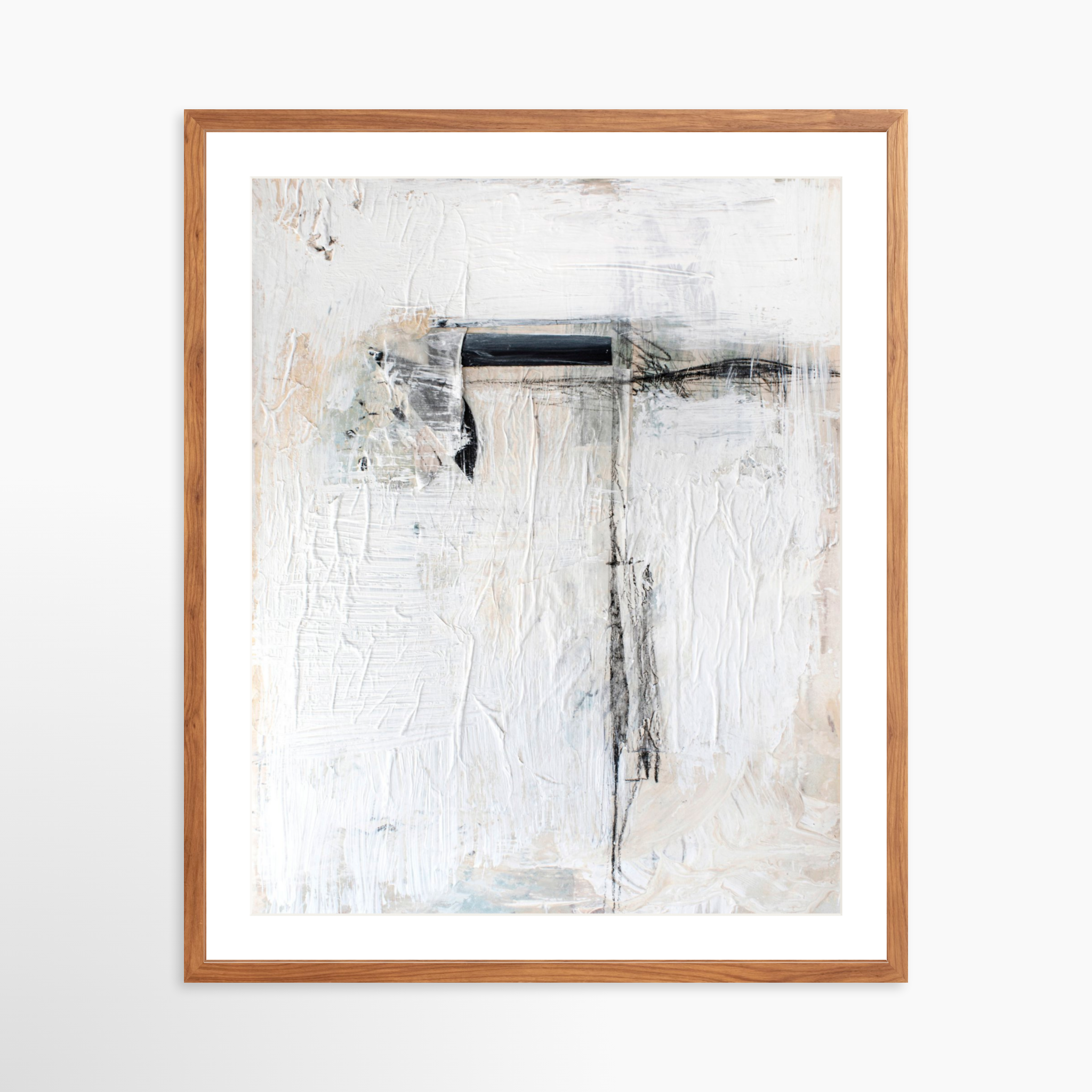 24x30 / Light Walnut Frame + White Mat