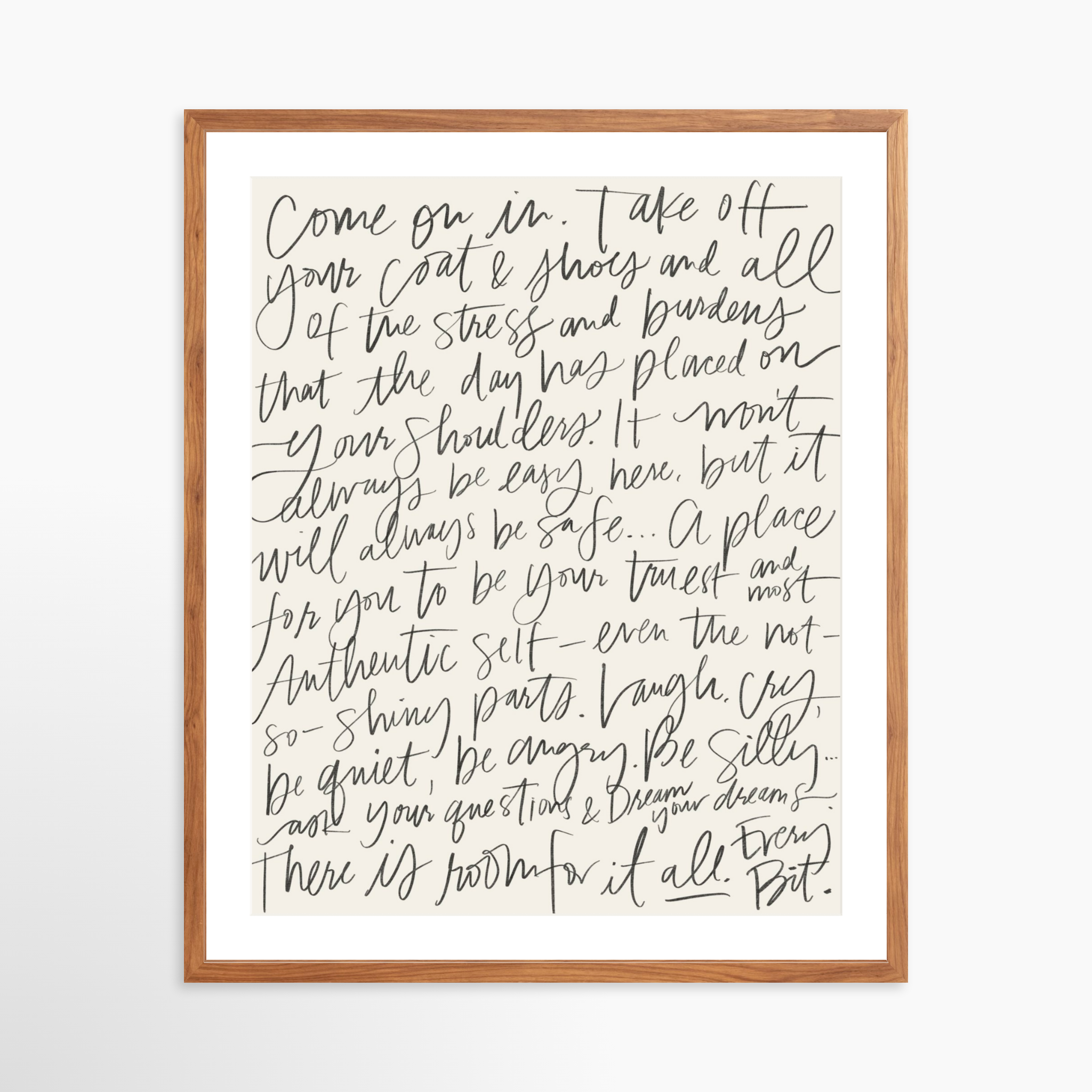 24x30 / Light Walnut Frame + White Mat