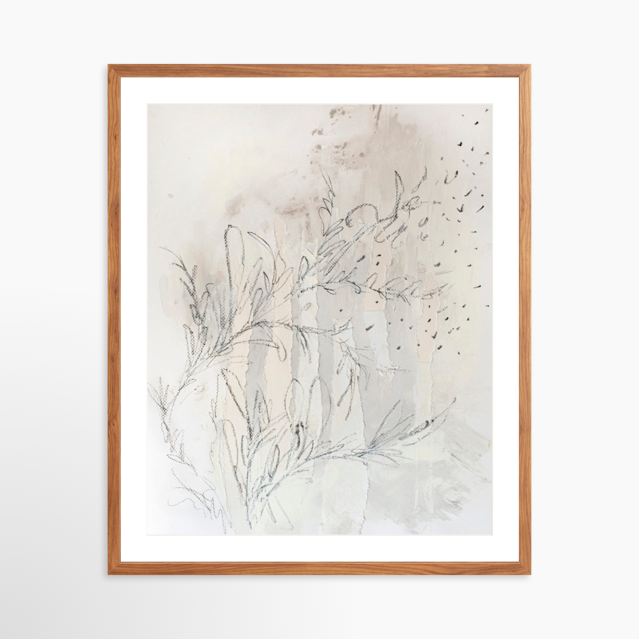 24x30 / Light Walnut Frame + White Mat