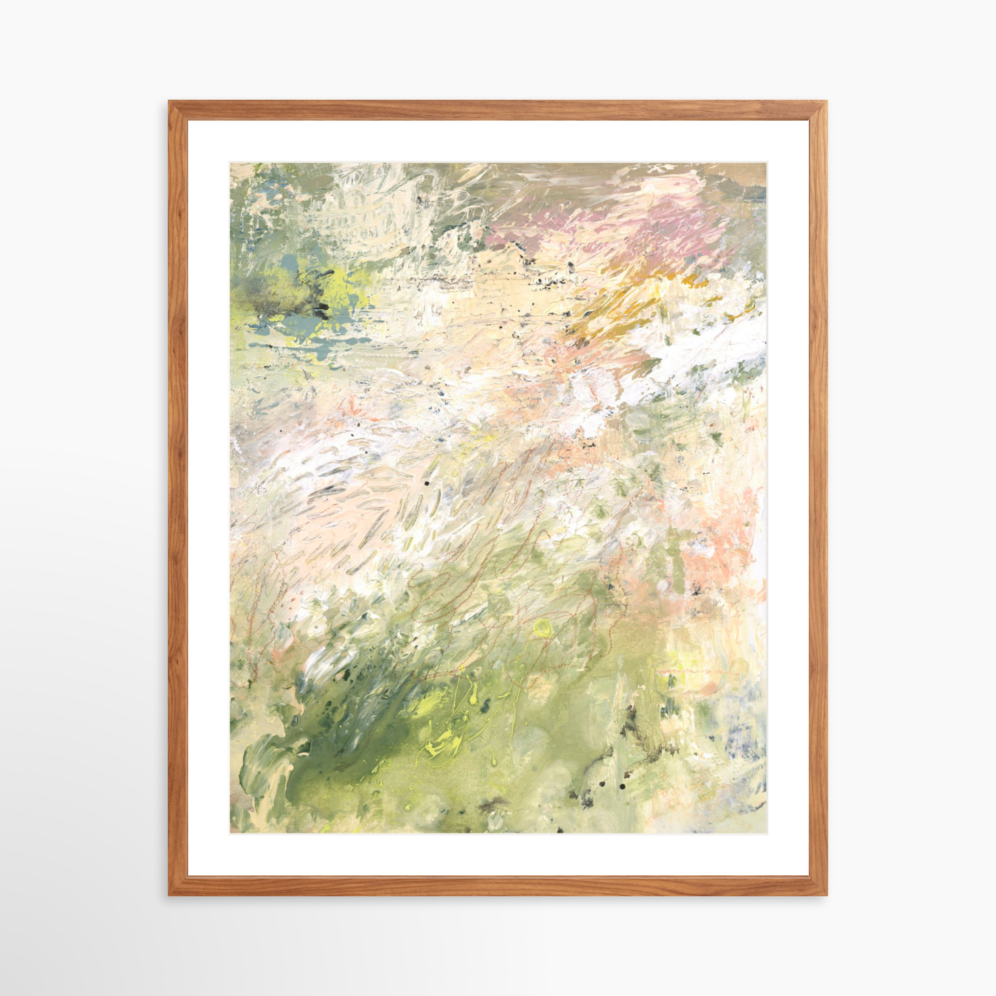 24x30 / Light Walnut Frame + White Mat