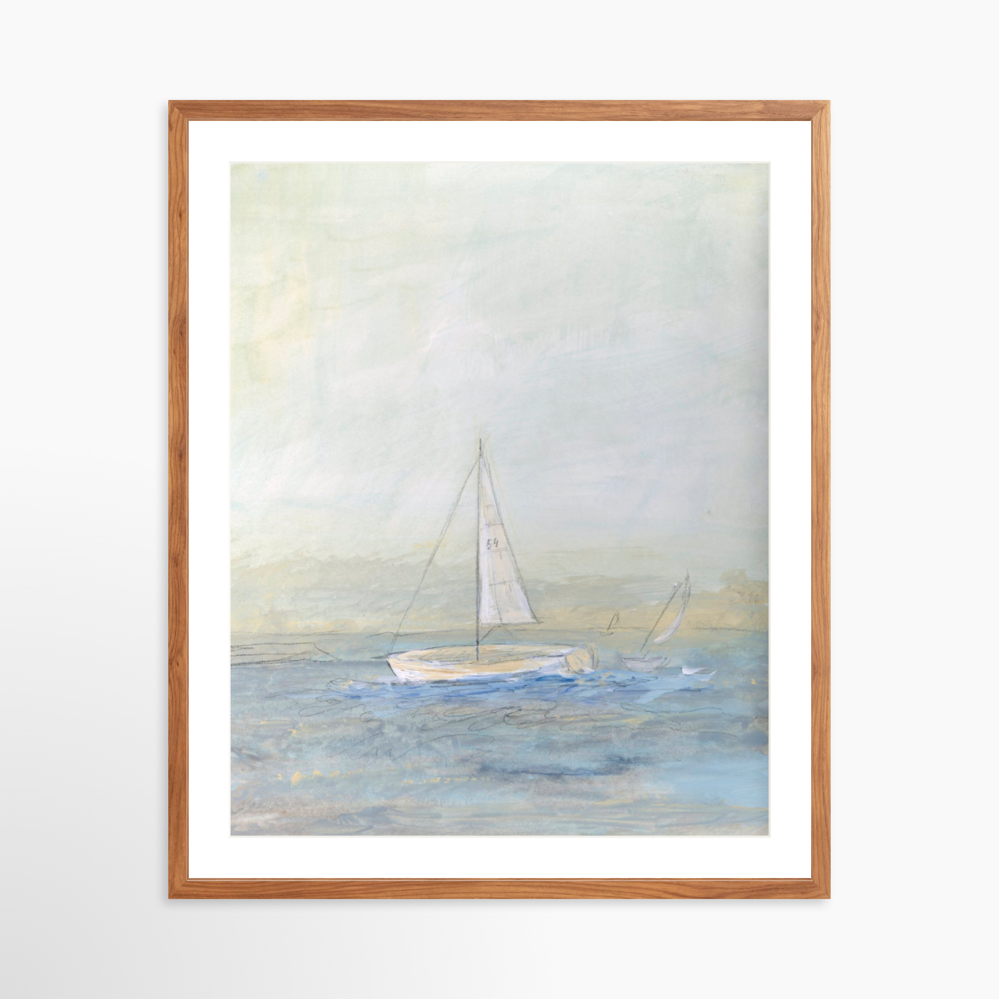 24x30 / Light Walnut Frame + White Mat