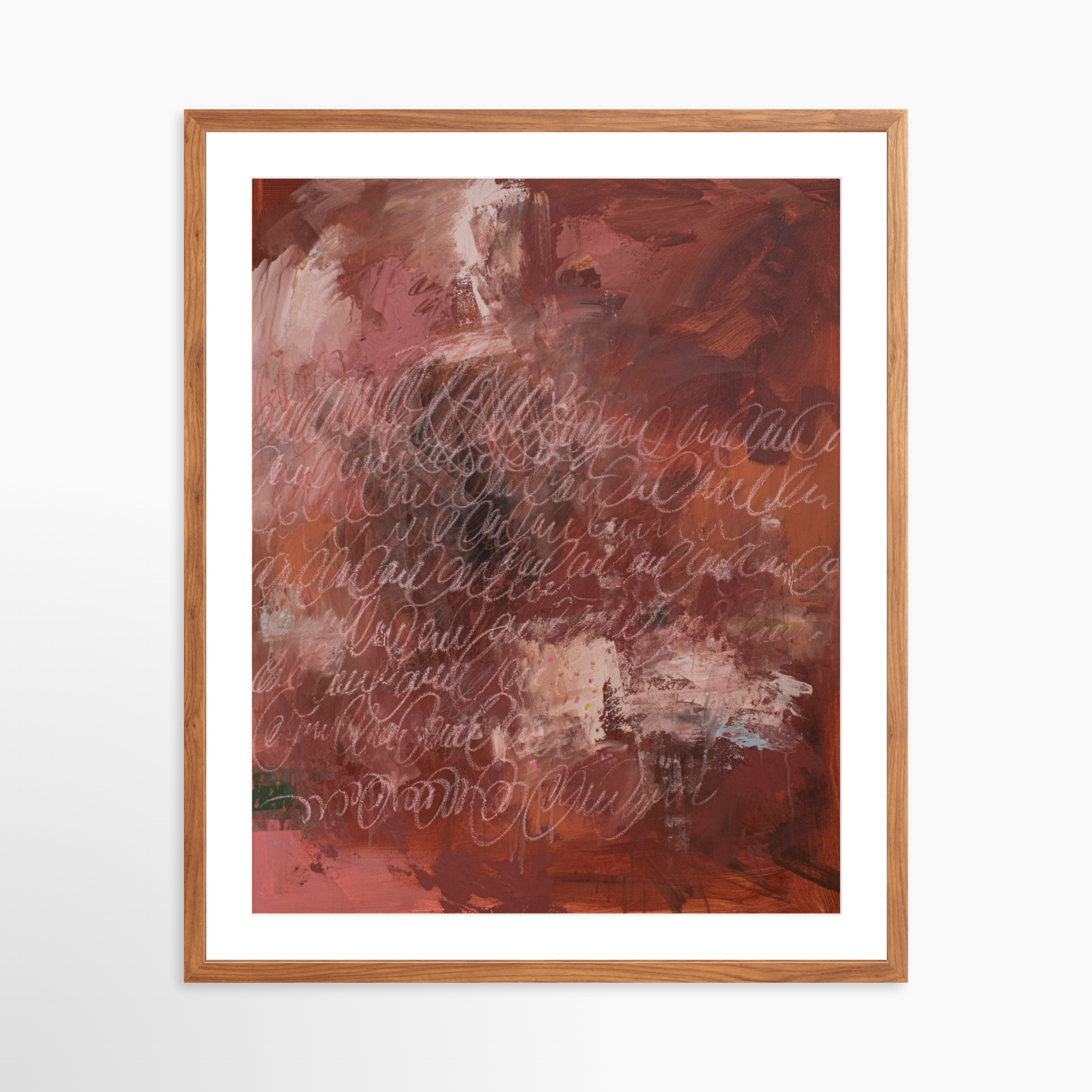 24x30 / Light Walnut Frame + White Mat