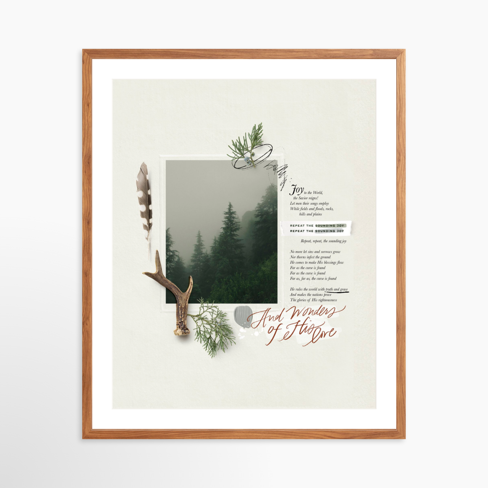 24x30 / Light Walnut Frame + White Mat