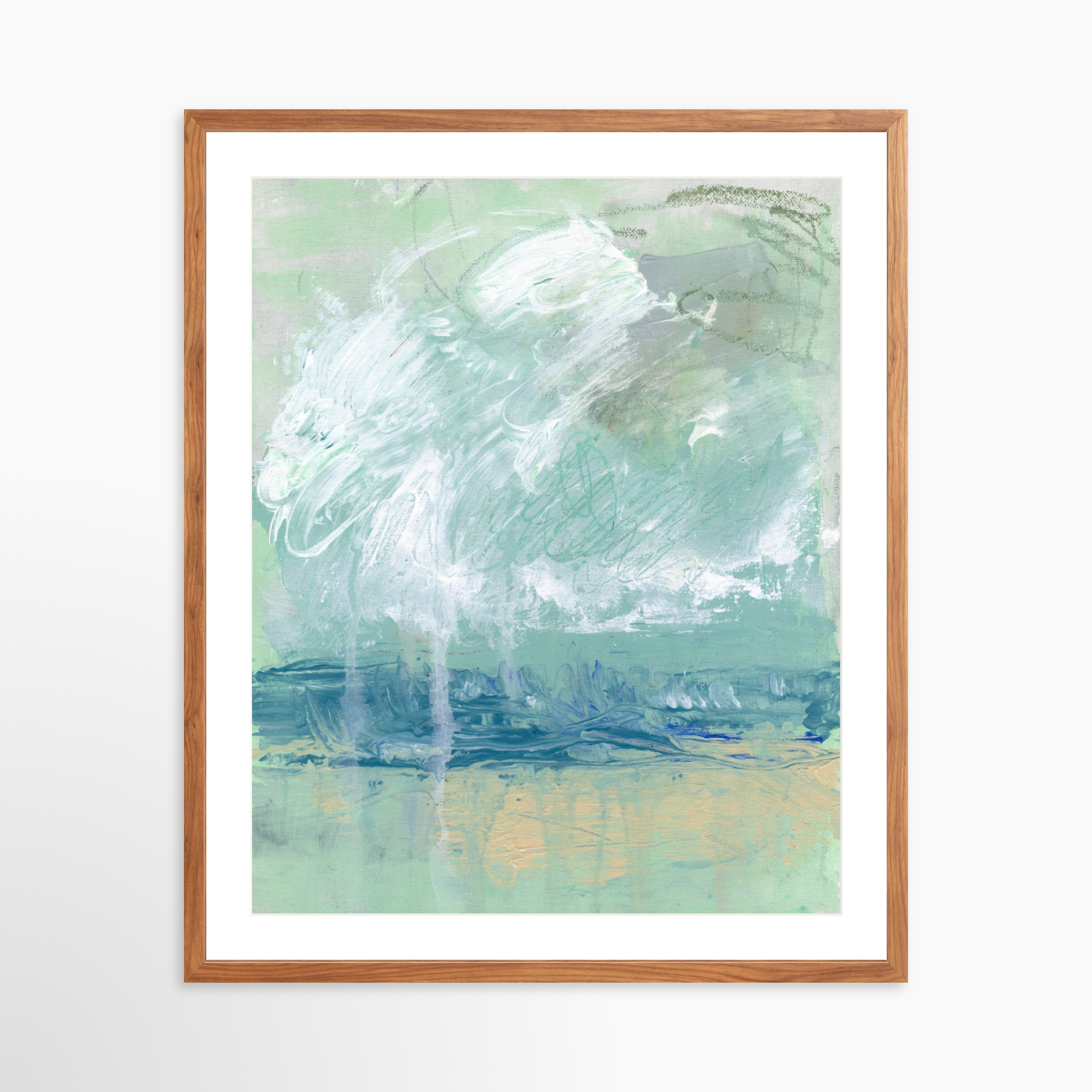 24x30 / Light Walnut Frame + White Mat