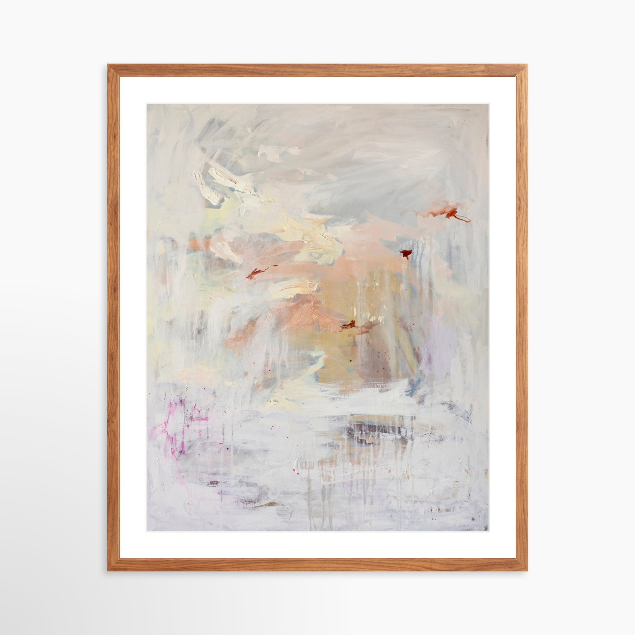 24x30 / Light Walnut Frame + White Mat
