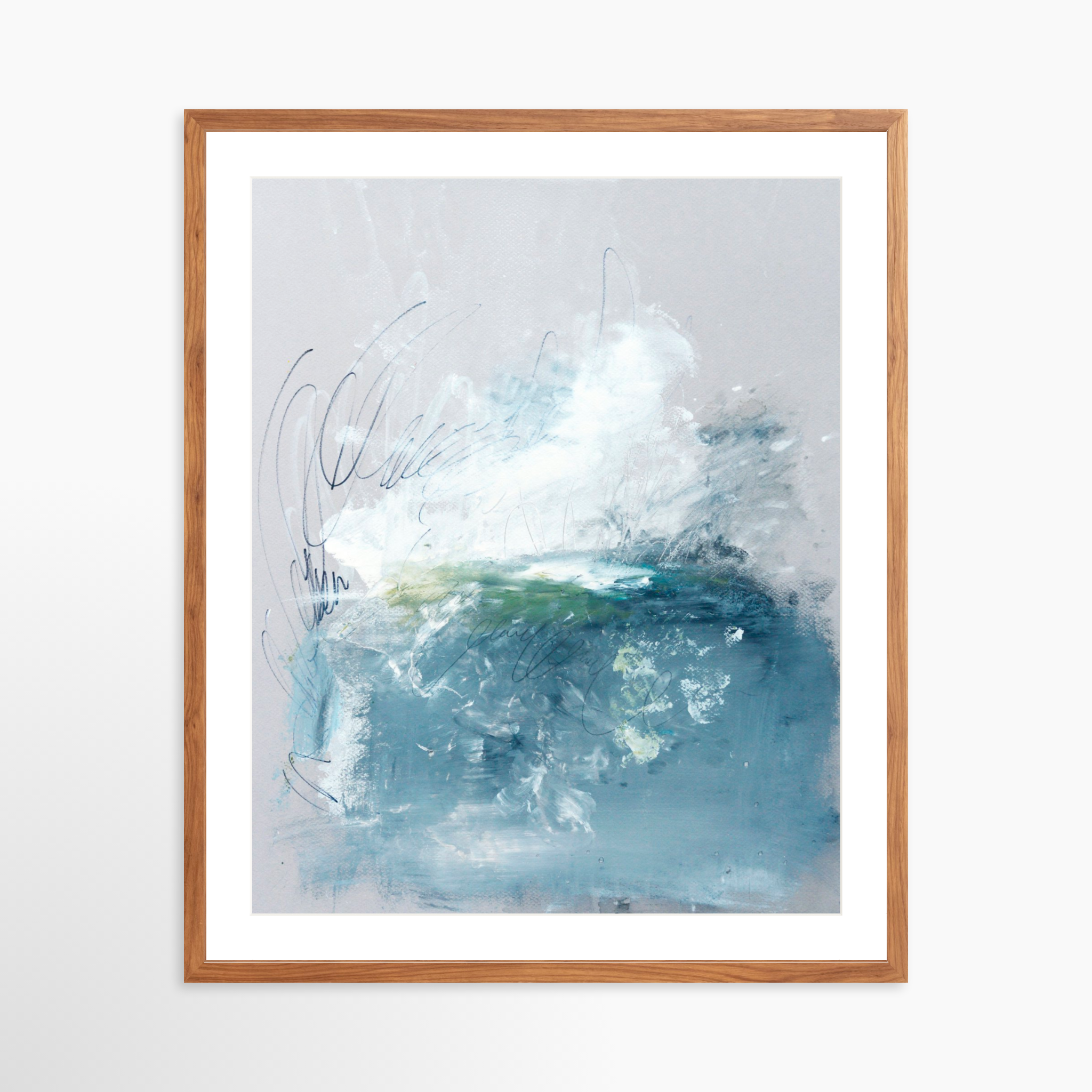 24x30 / Light Walnut Frame + White Mat