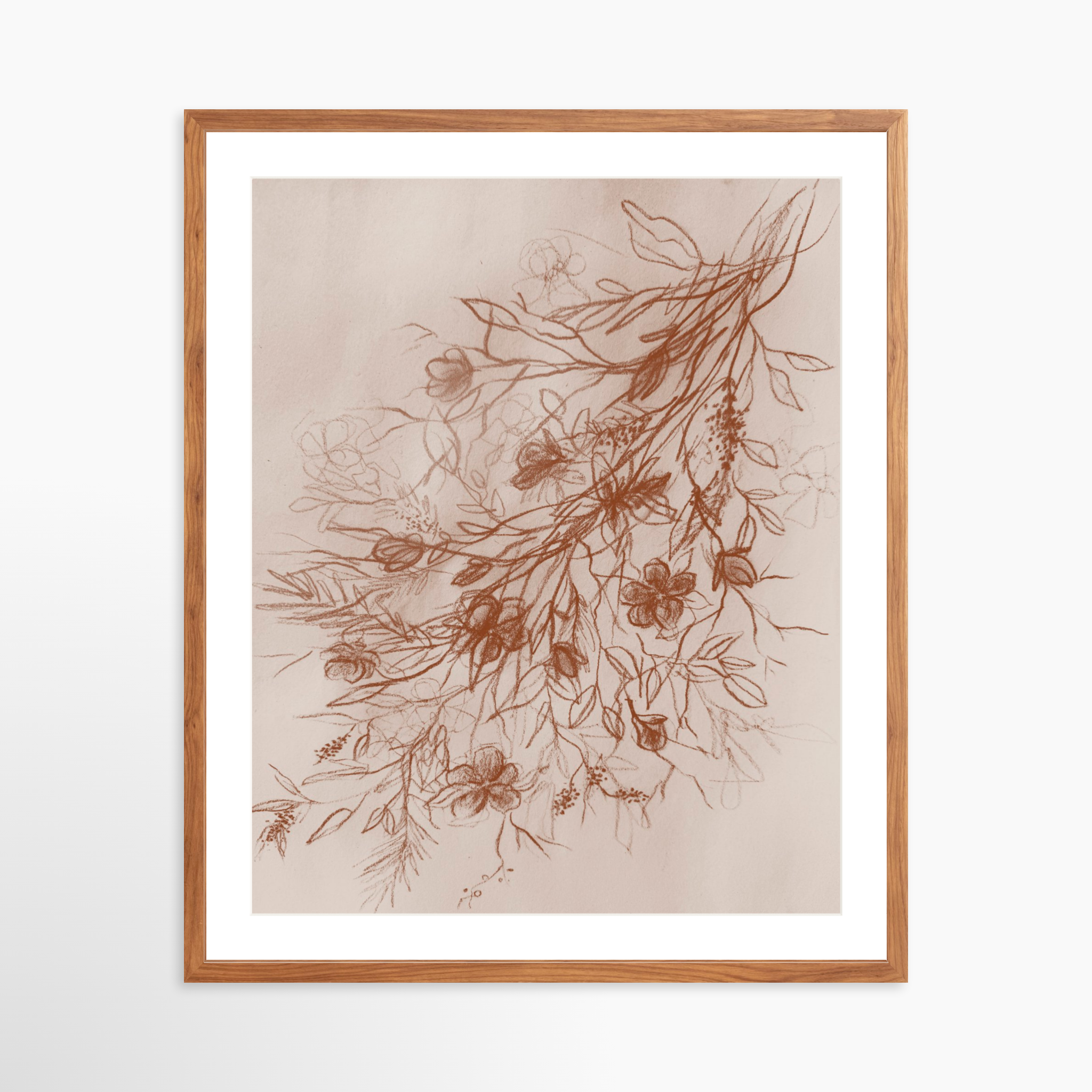 24x30 / Light Walnut Frame + White Mat