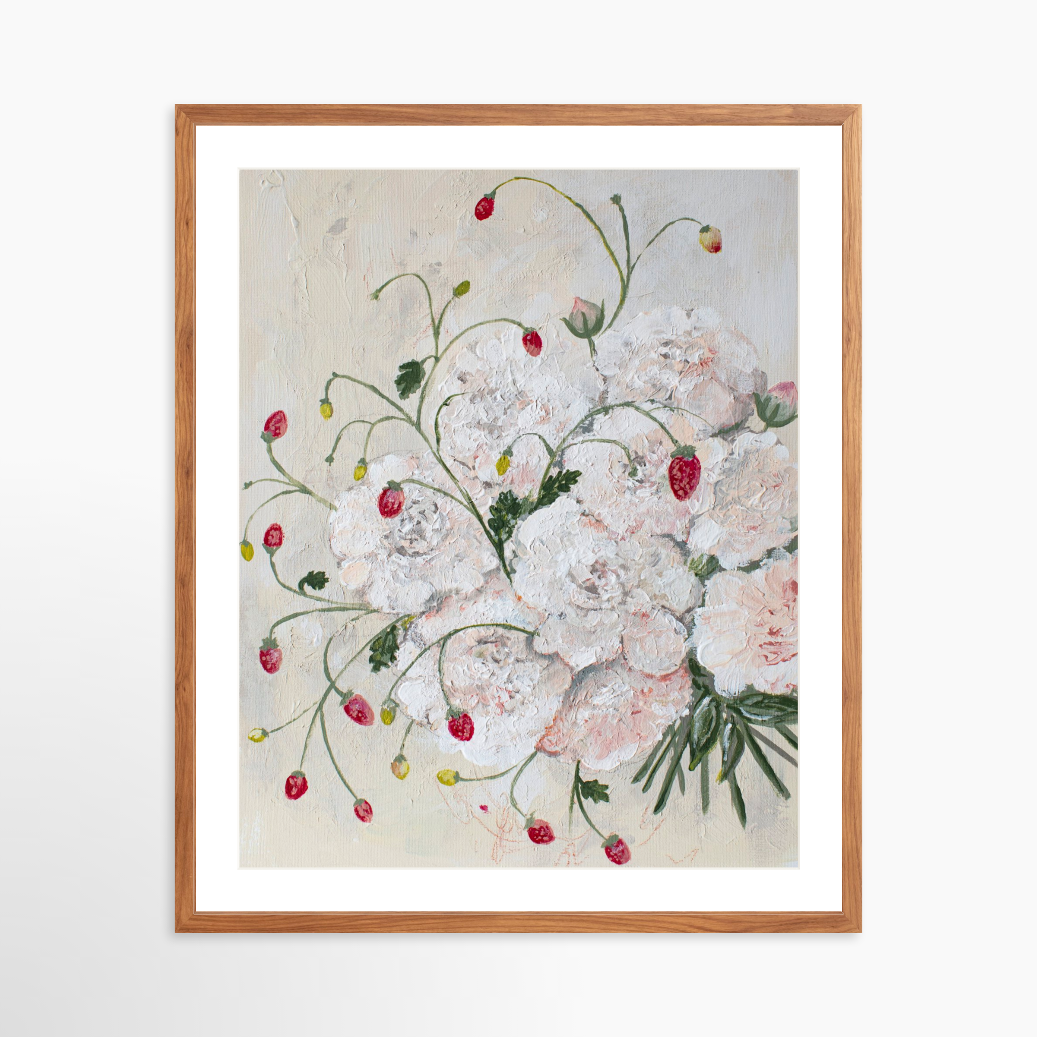 24x30 / Light Walnut Frame + White Mat