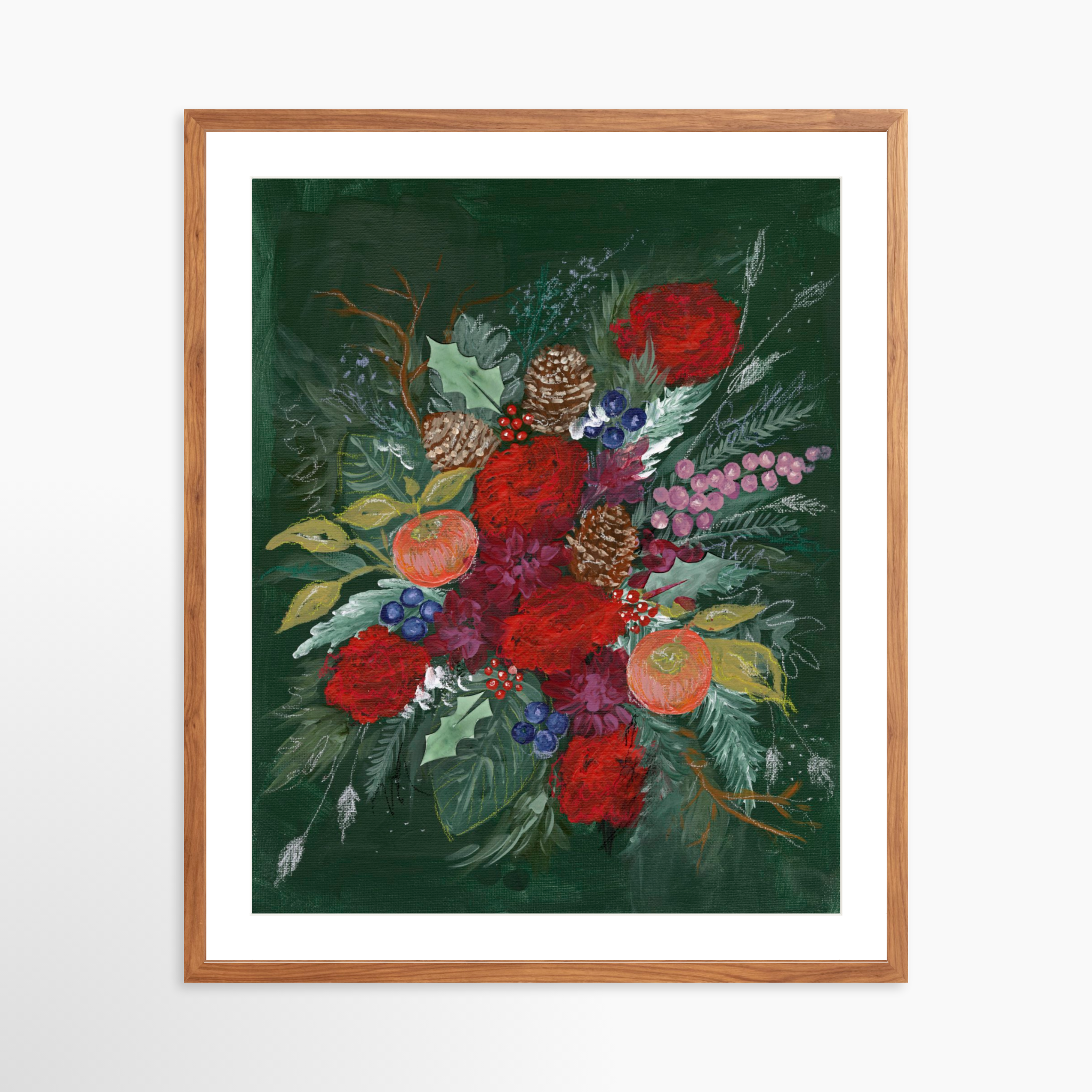 24x30 / Light Walnut Frame + White Mat