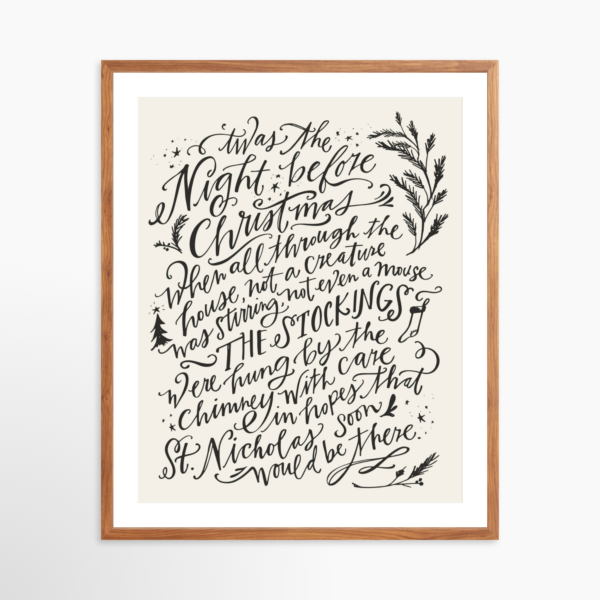 24x30 / Light Walnut Frame + White Mat
