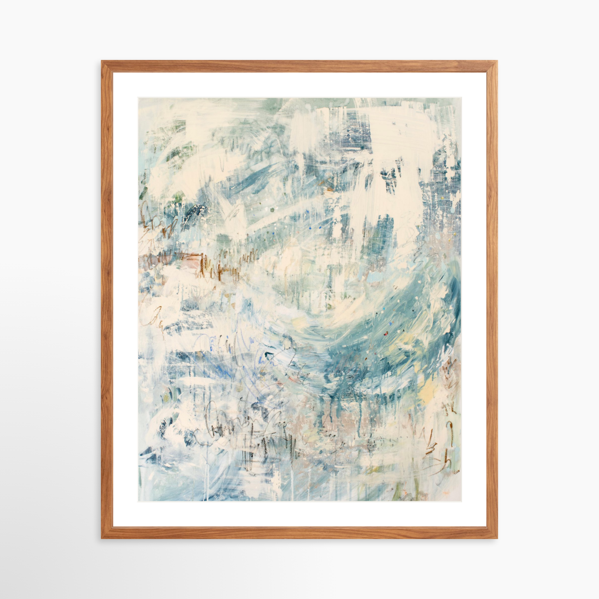 24x30 / Light Walnut Frame + White Mat