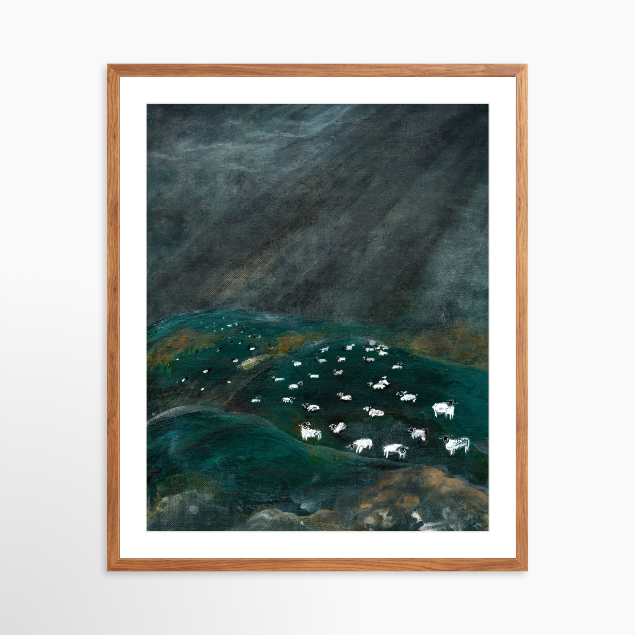 24x30 / Light Walnut Frame + White Mat