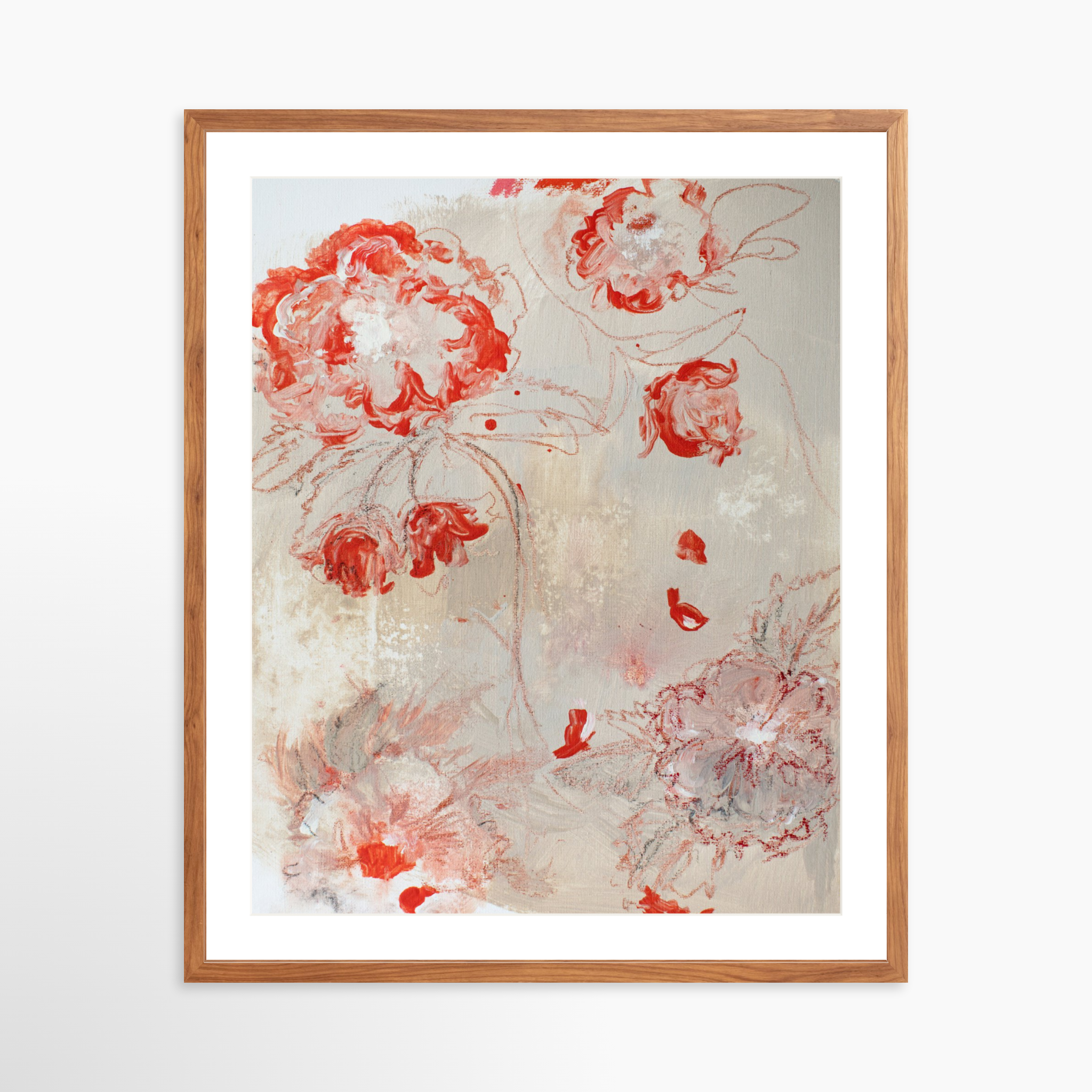 24x30 / Light Walnut Frame + White Mat