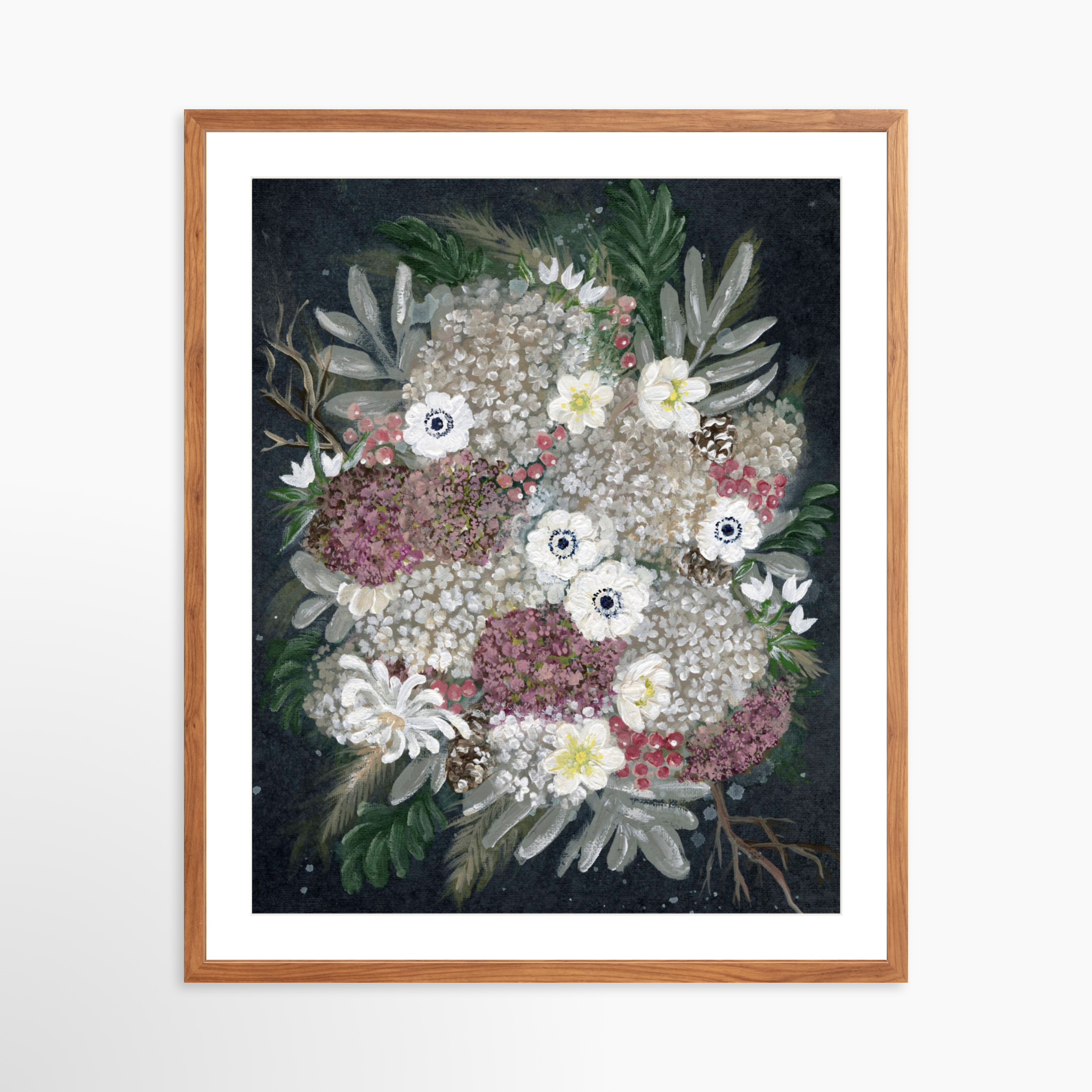 24x30 / Light Walnut Frame + White Mat