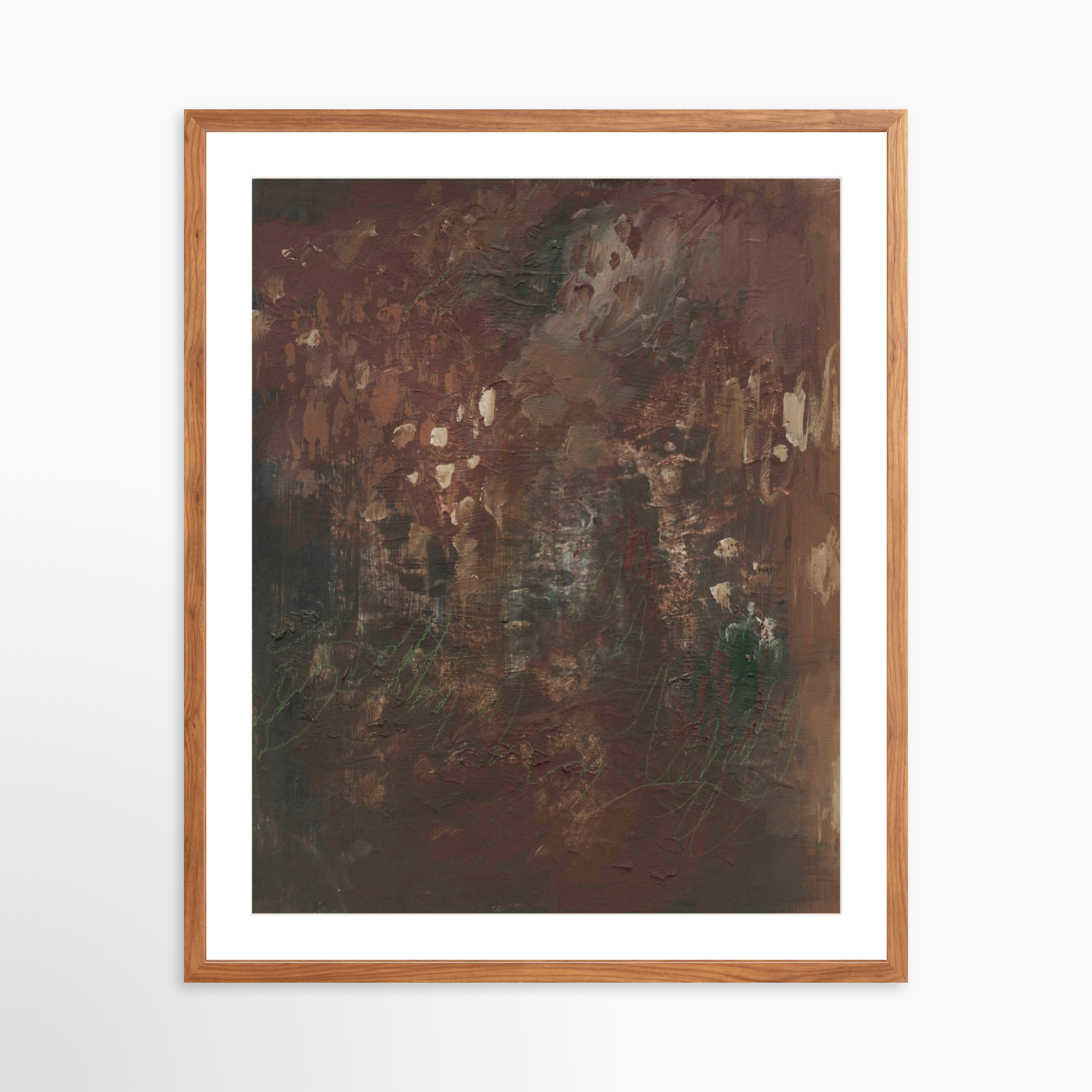24x30 / Light Walnut Frame + White Mat