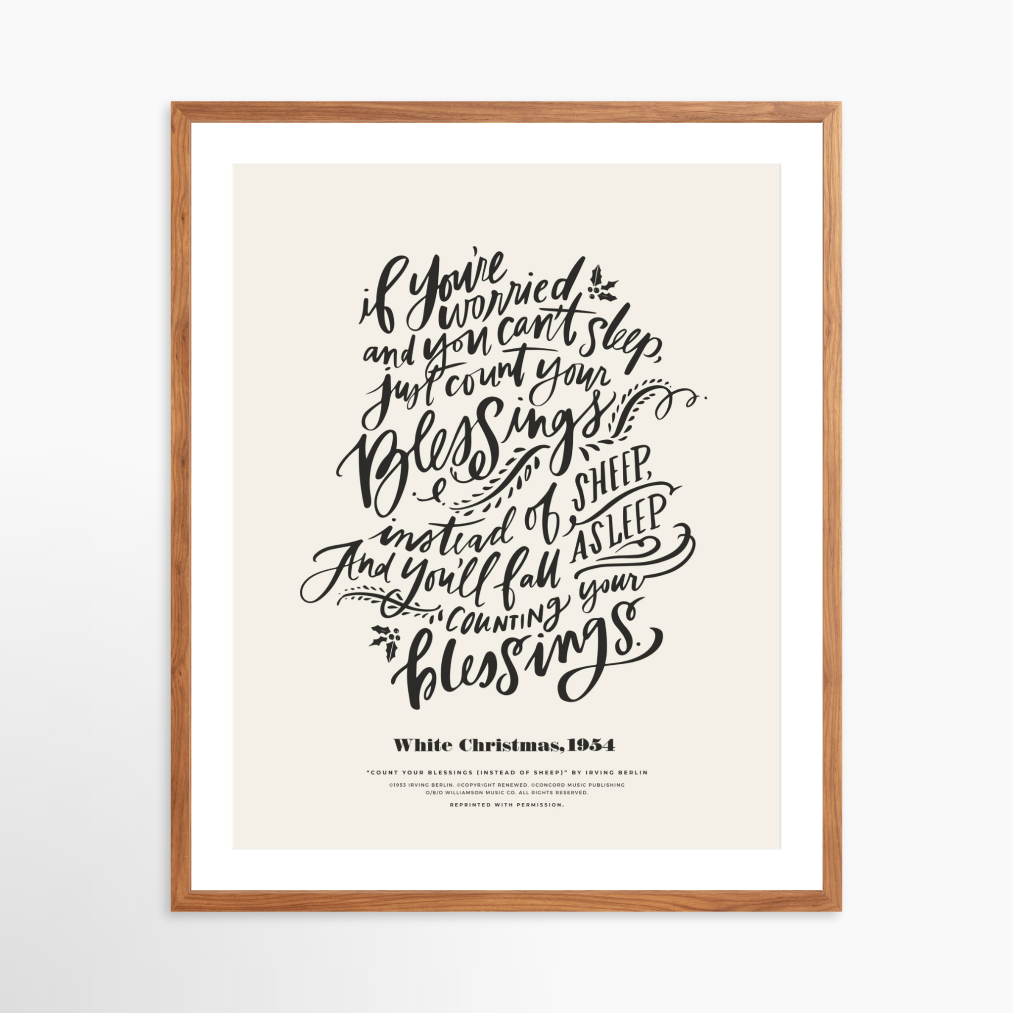 24x30 / Light Walnut Frame + White Mat