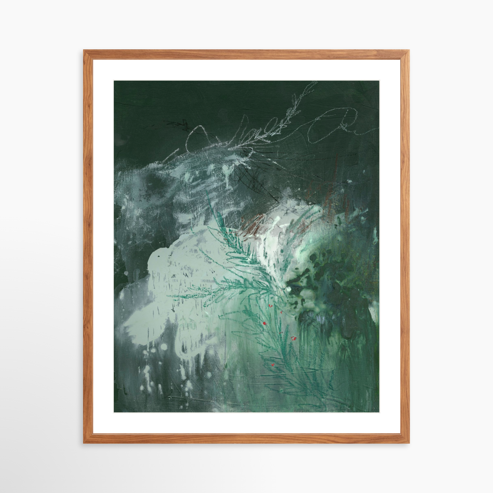 24x30 / Light Walnut Frame + White Mat