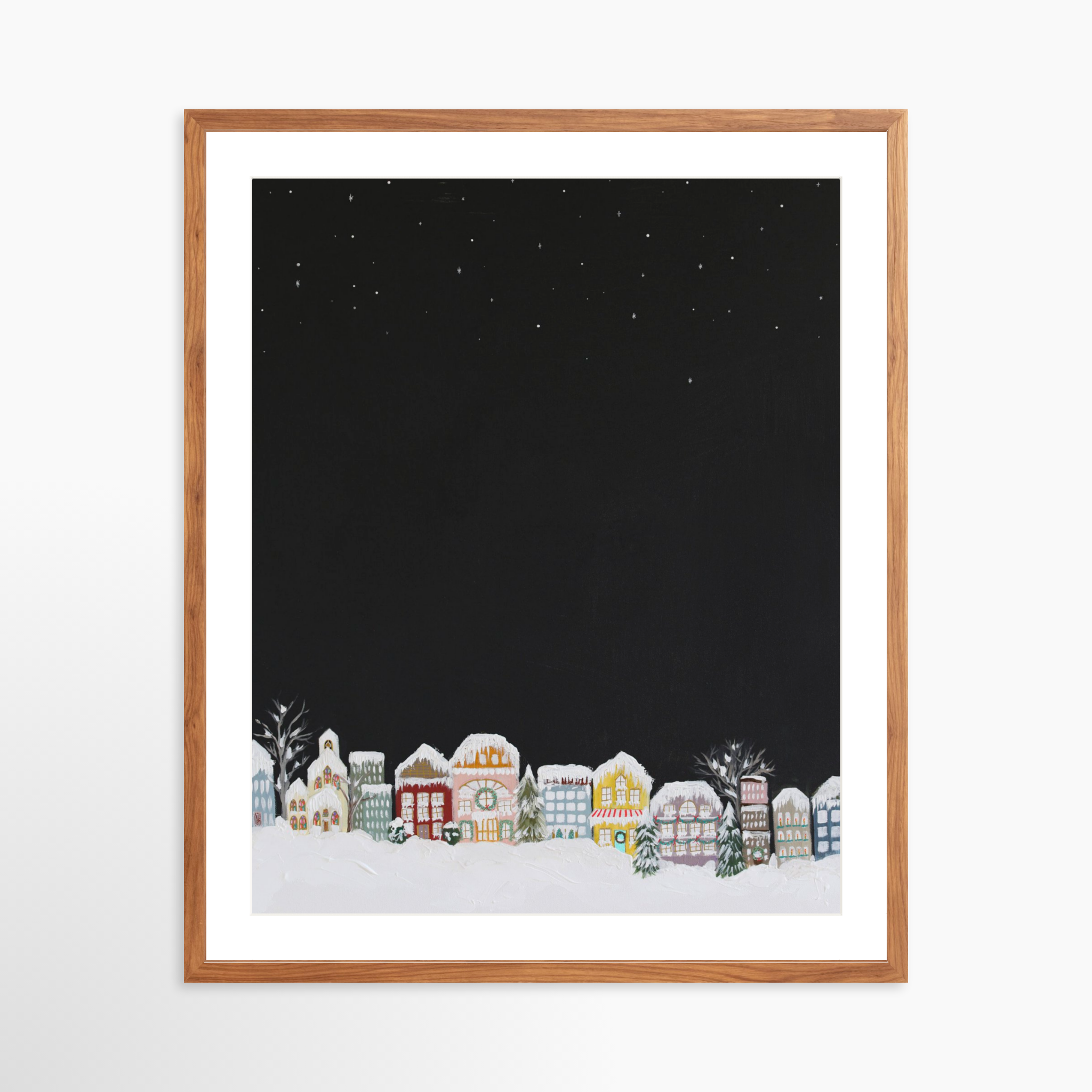 24x30 / Light Walnut Frame + White Mat