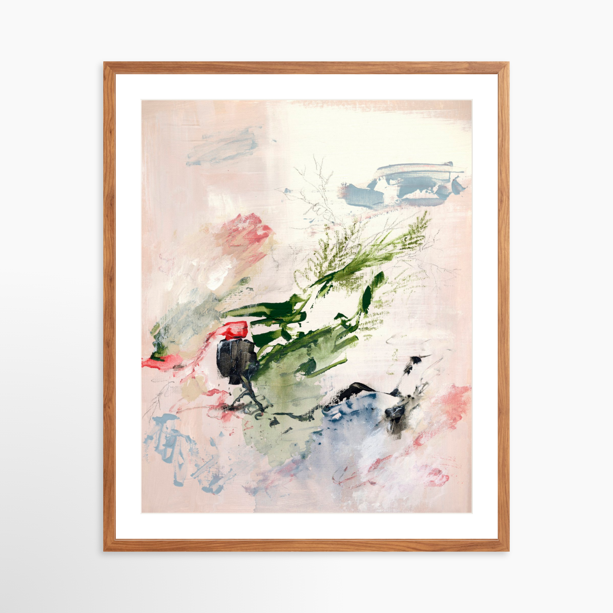 24x30 / Light Walnut Frame + White Mat