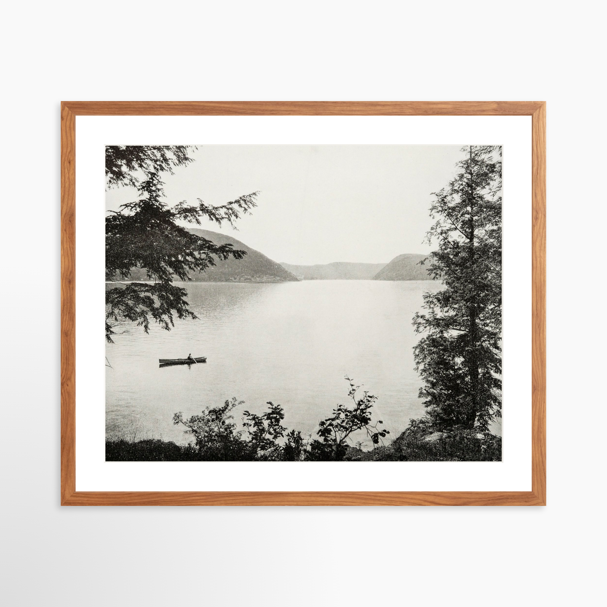 25x20 / Light Walnut Frame + White Mat