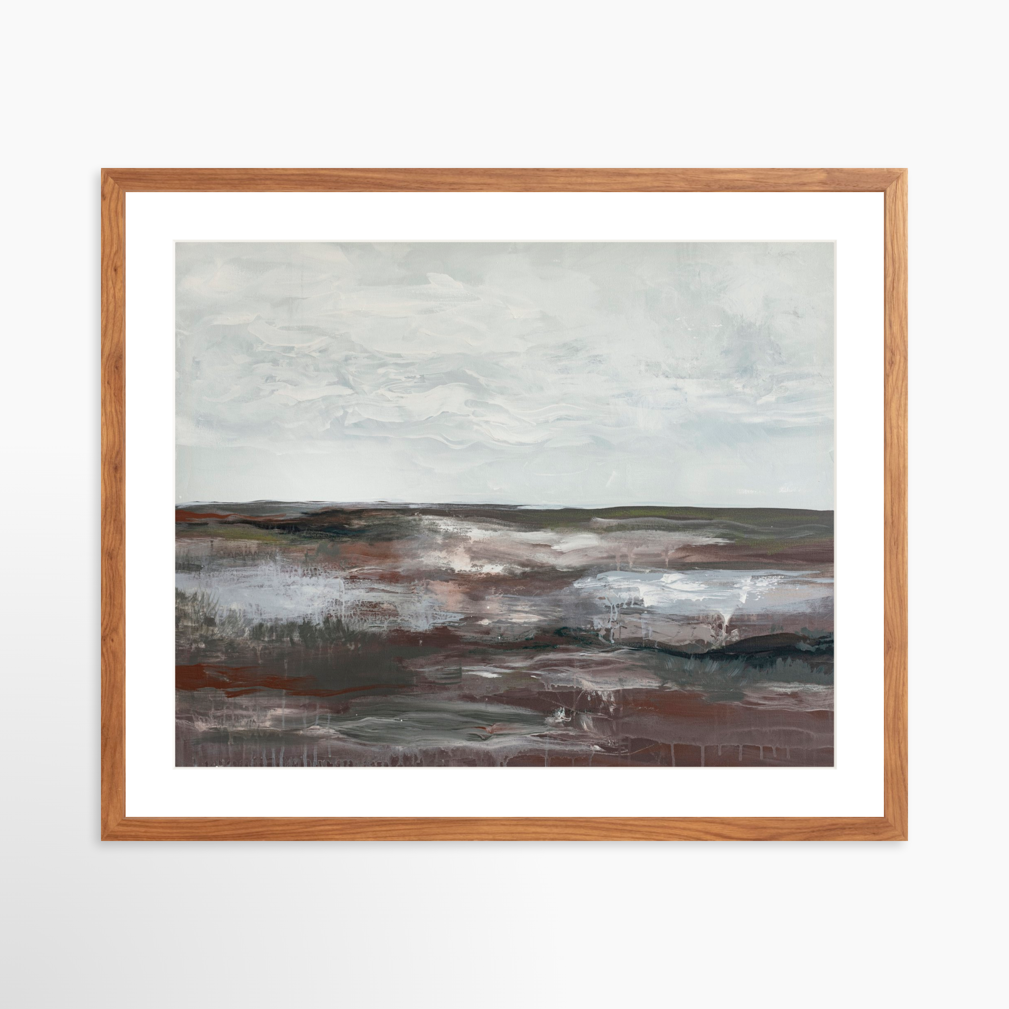 25x20 / Light Walnut Frame + White Mat