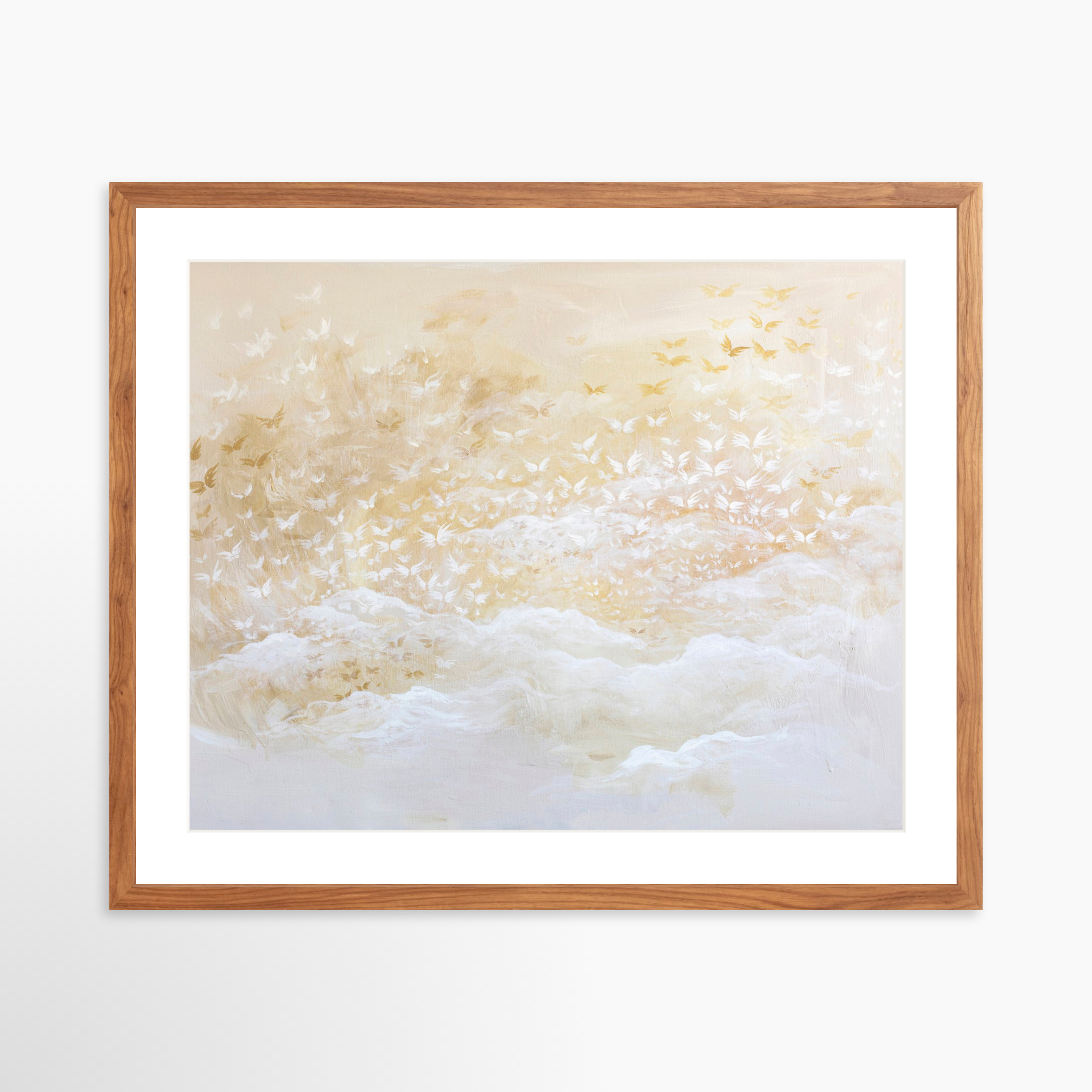 25x20 / Light Walnut Frame + White Mat