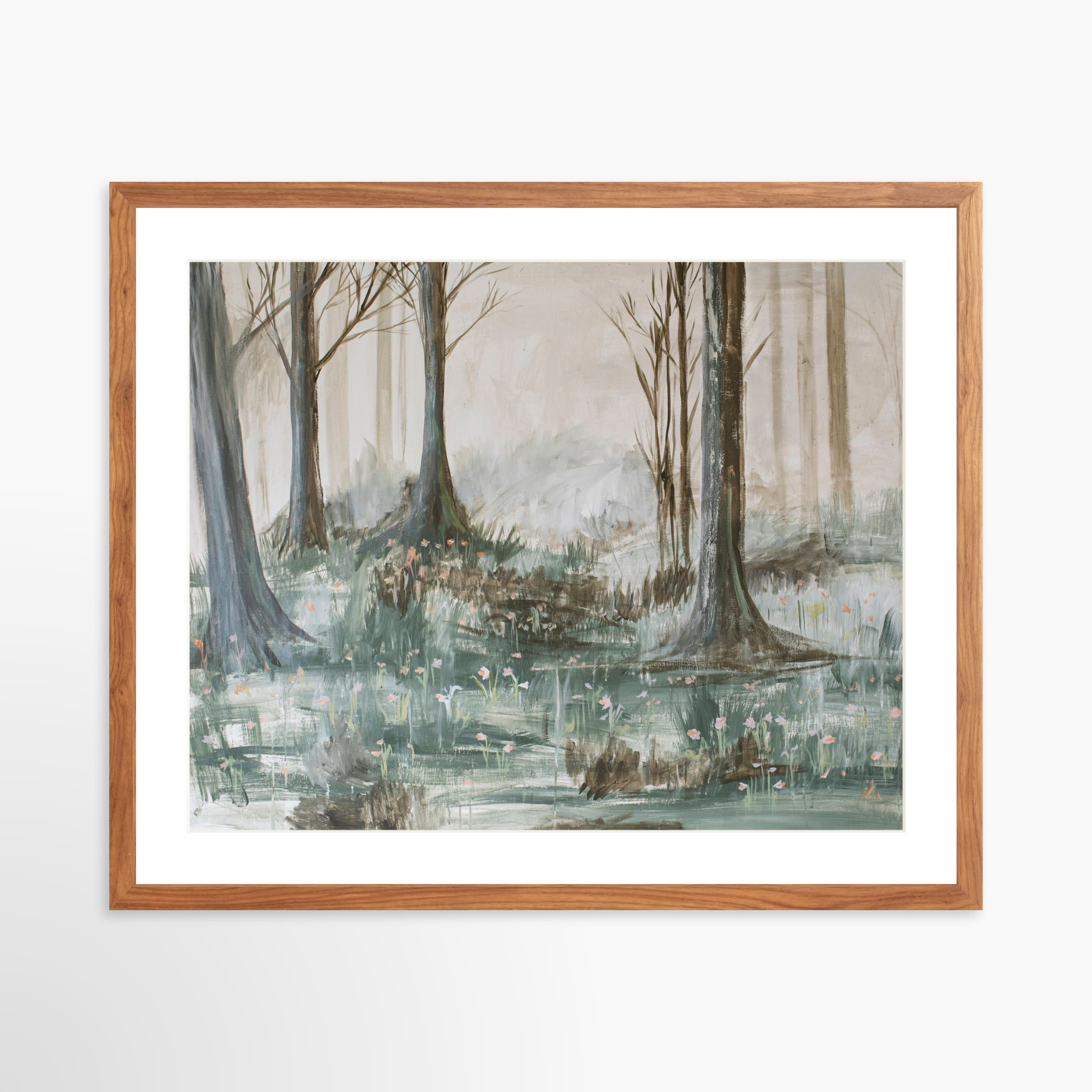 25x20 / Light Walnut Frame + White Mat