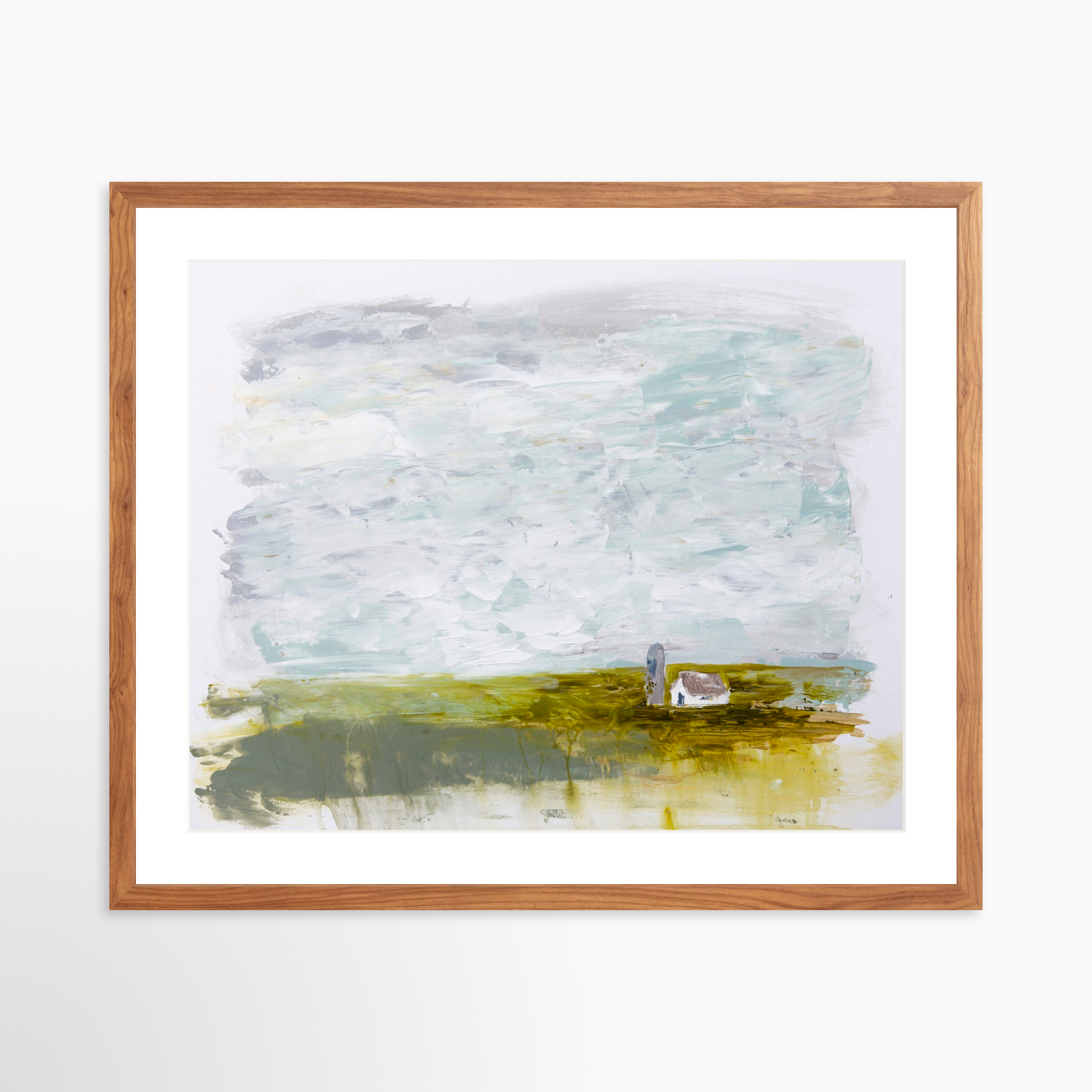 25x20 / Light Walnut Frame + White Mat