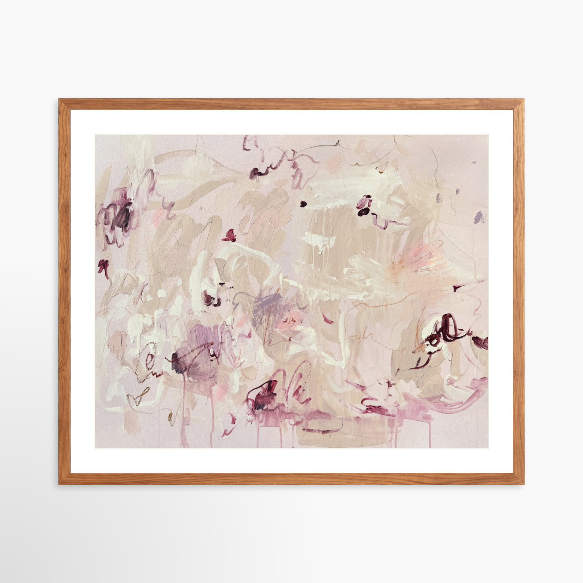 30x24 / Light Walnut Frame + White Mat
