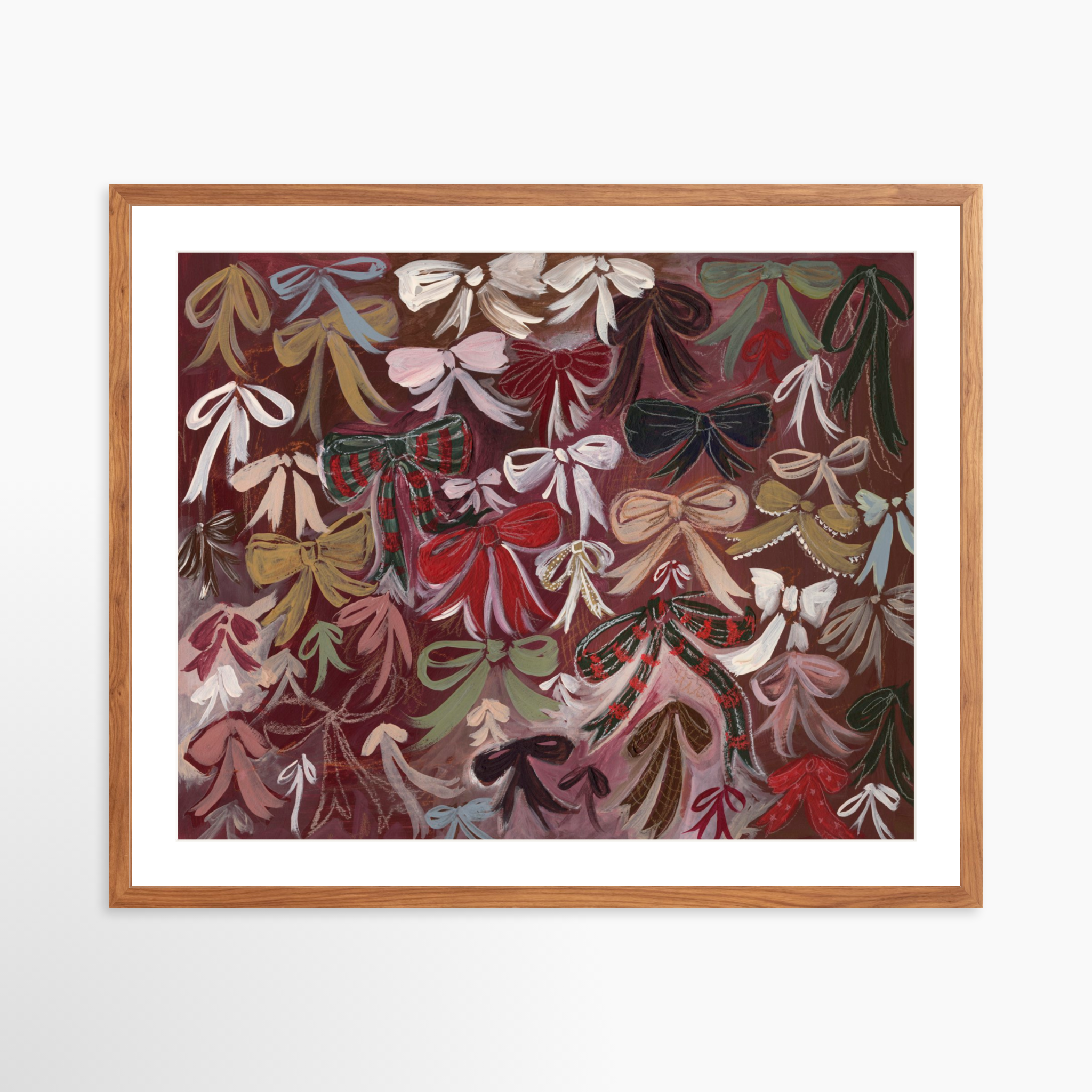 30x24 / Light Walnut Frame + White Mat