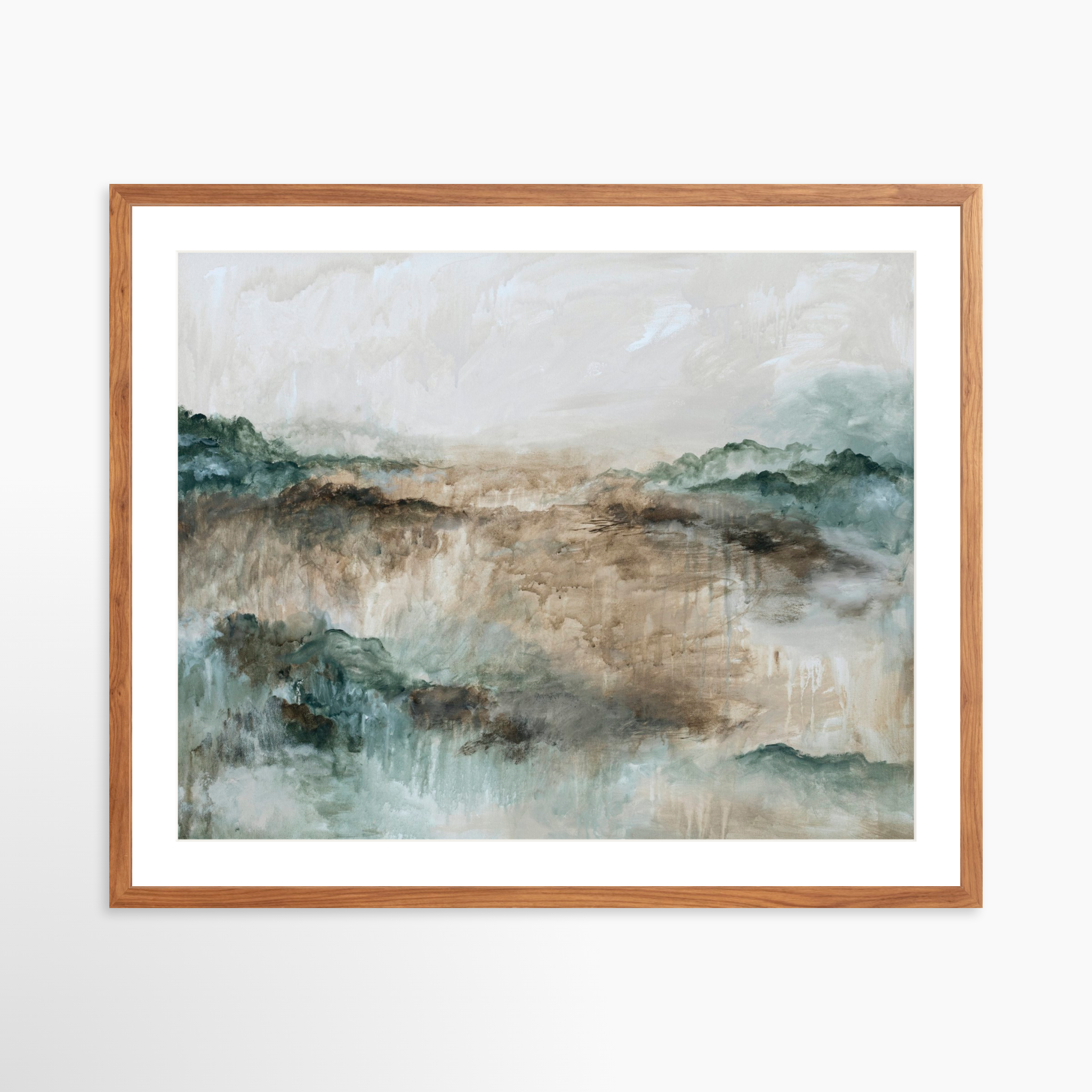 30x24 / Light Walnut Frame + White Mat