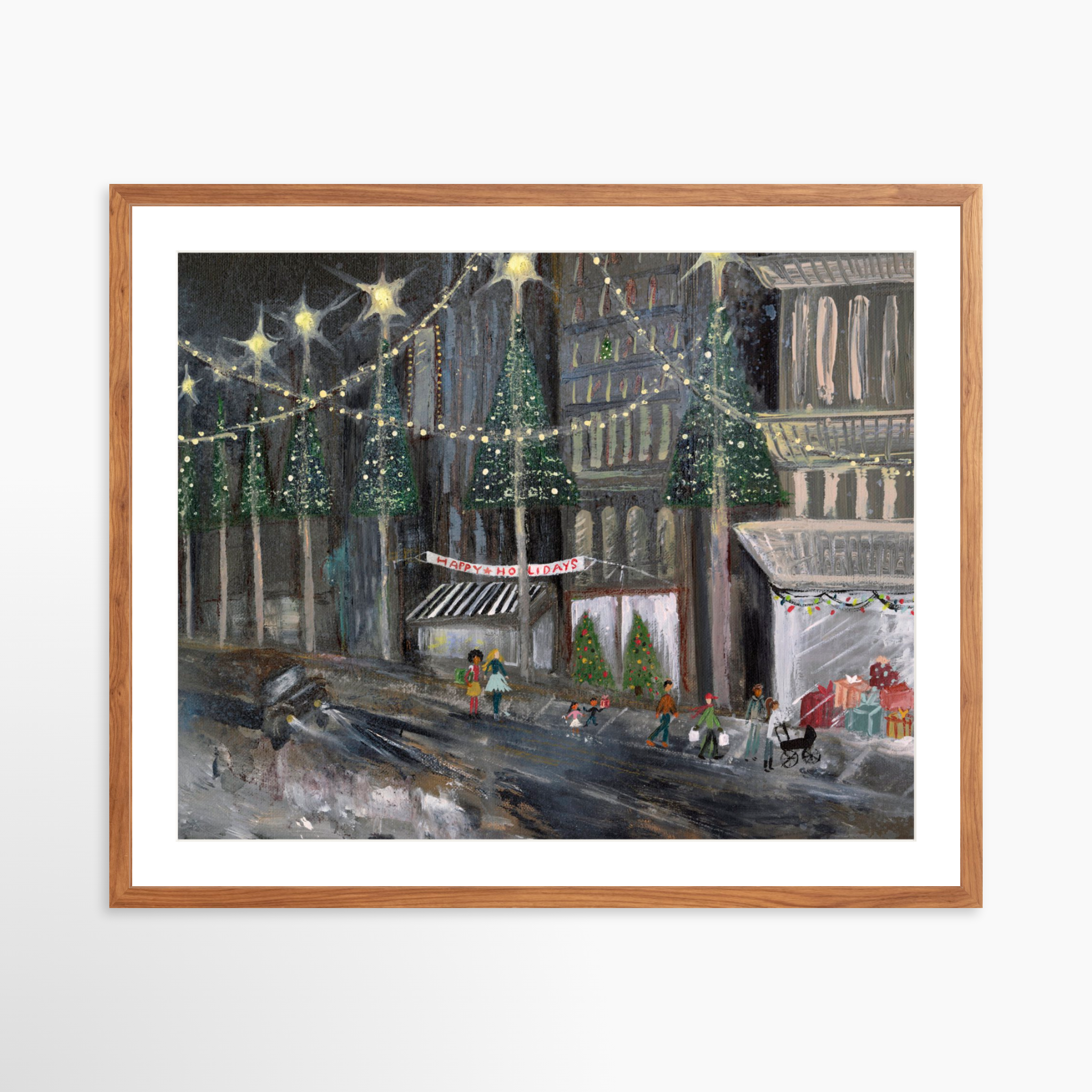 30x24 / Light Walnut Frame + White Mat