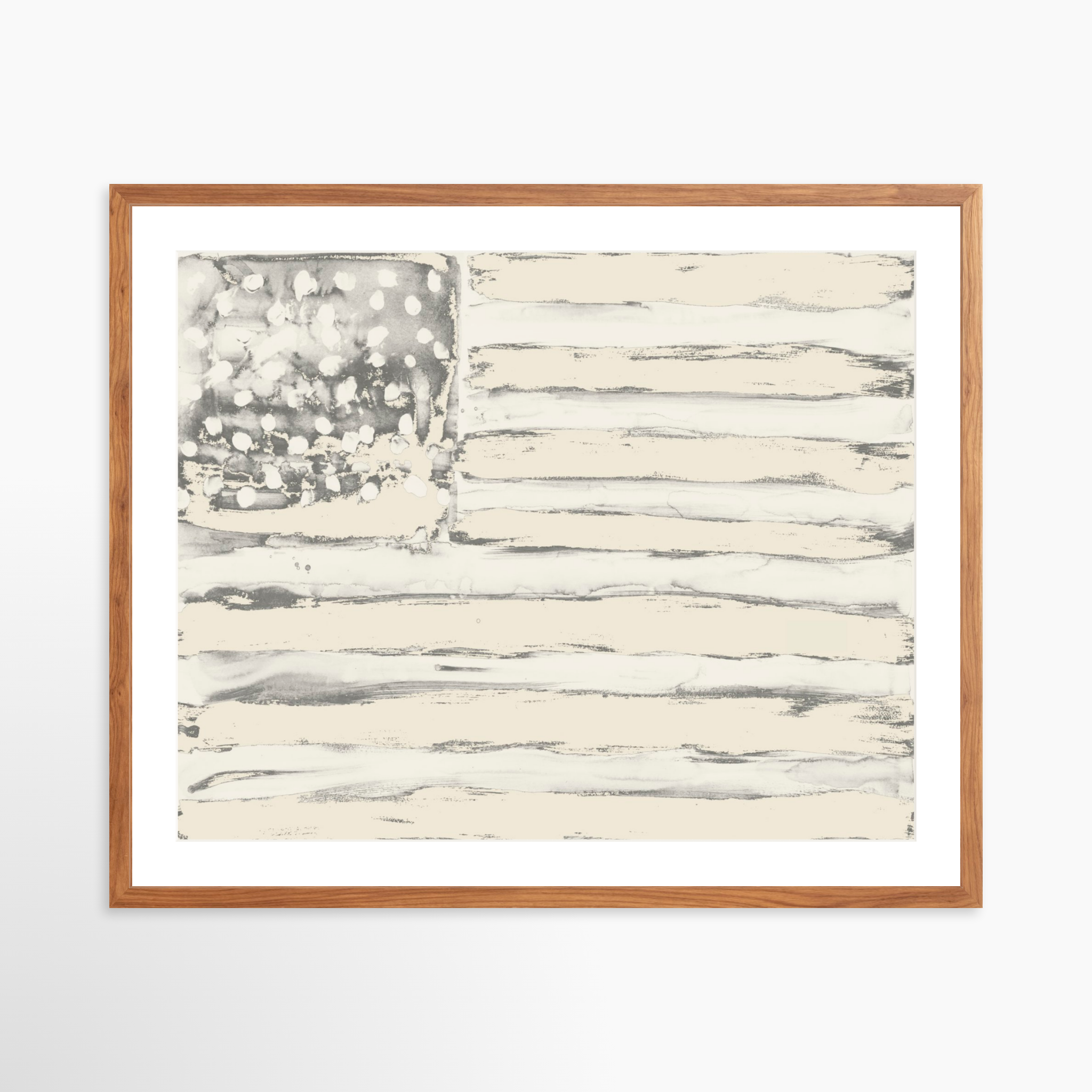 30x24 / Light Walnut Frame + White Mat