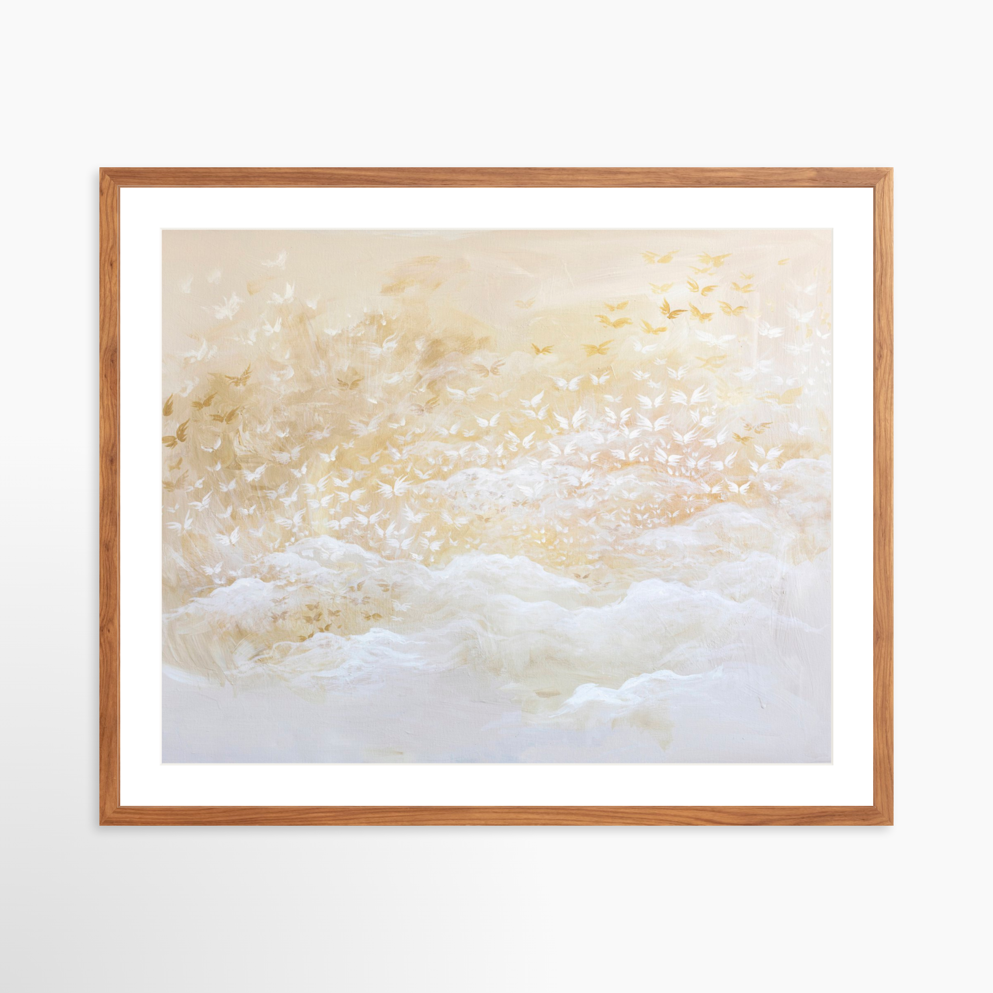 30x24 / Light Walnut Frame + White Mat